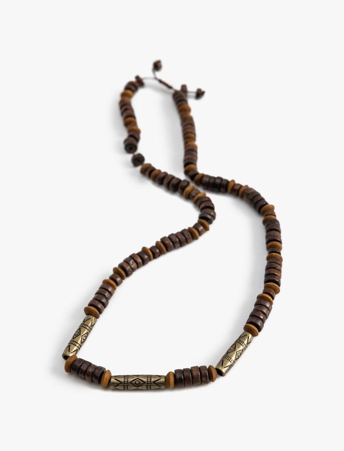 Erkek Ahşap Boncuklu Kolye