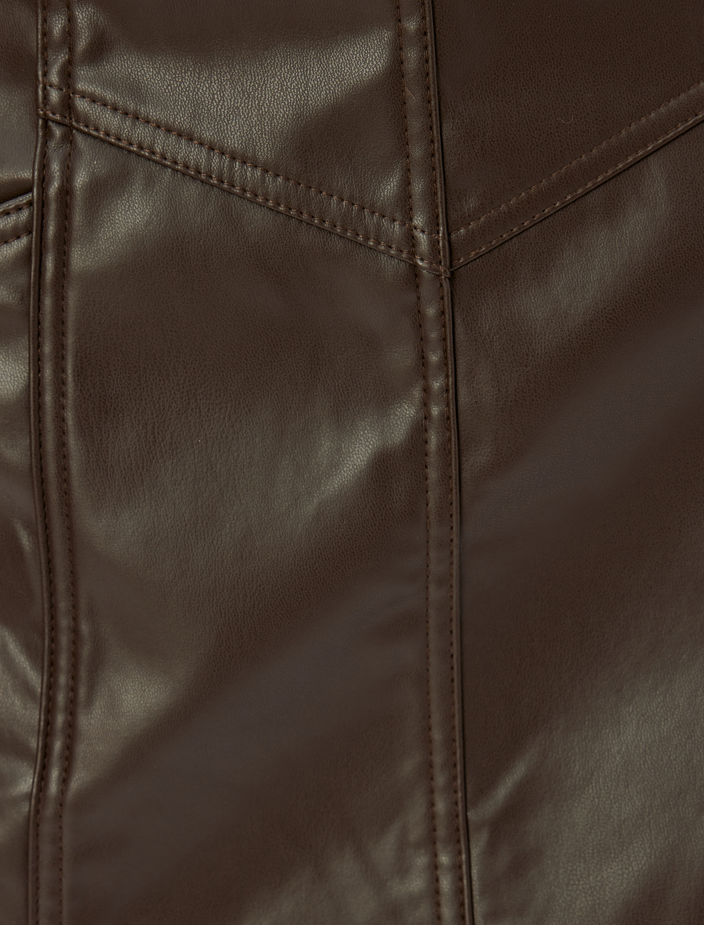   Suni Deri Etek Düşük Bel