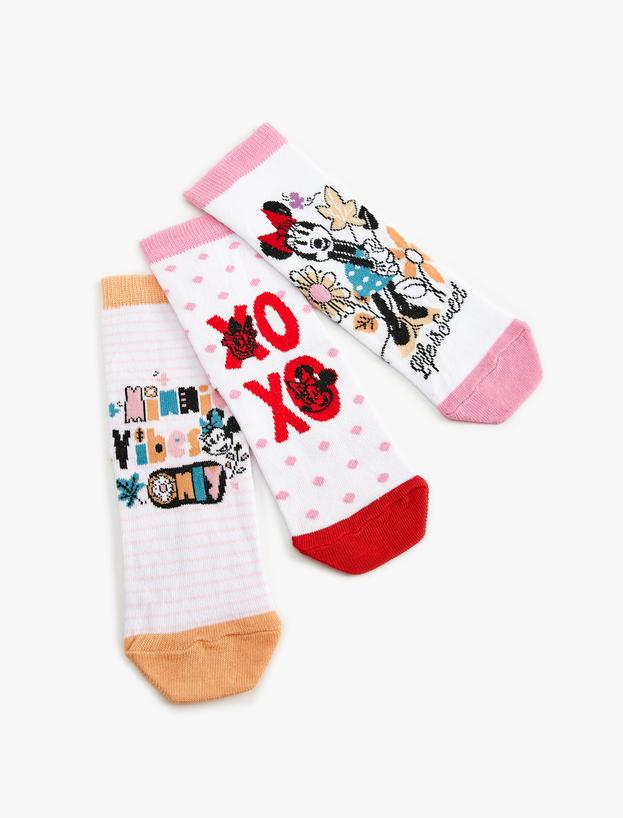 3'lü Çorap Seti Minnie Mouse Baskılı Lisanslı_0