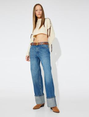 Koton X Zeynep Bastık - Katlama Paça Detaylı Düz Paça Kot Pantolon - Longer Straight Jeans_1