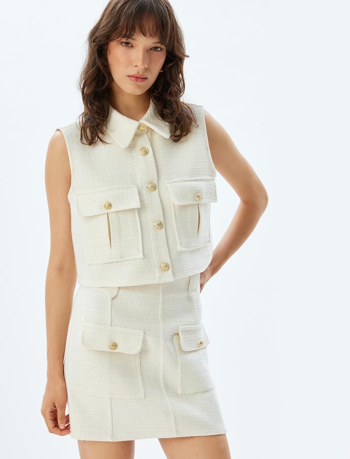  Tüvit Mini Etek A Kesim Kapaklı Cep Detaylı