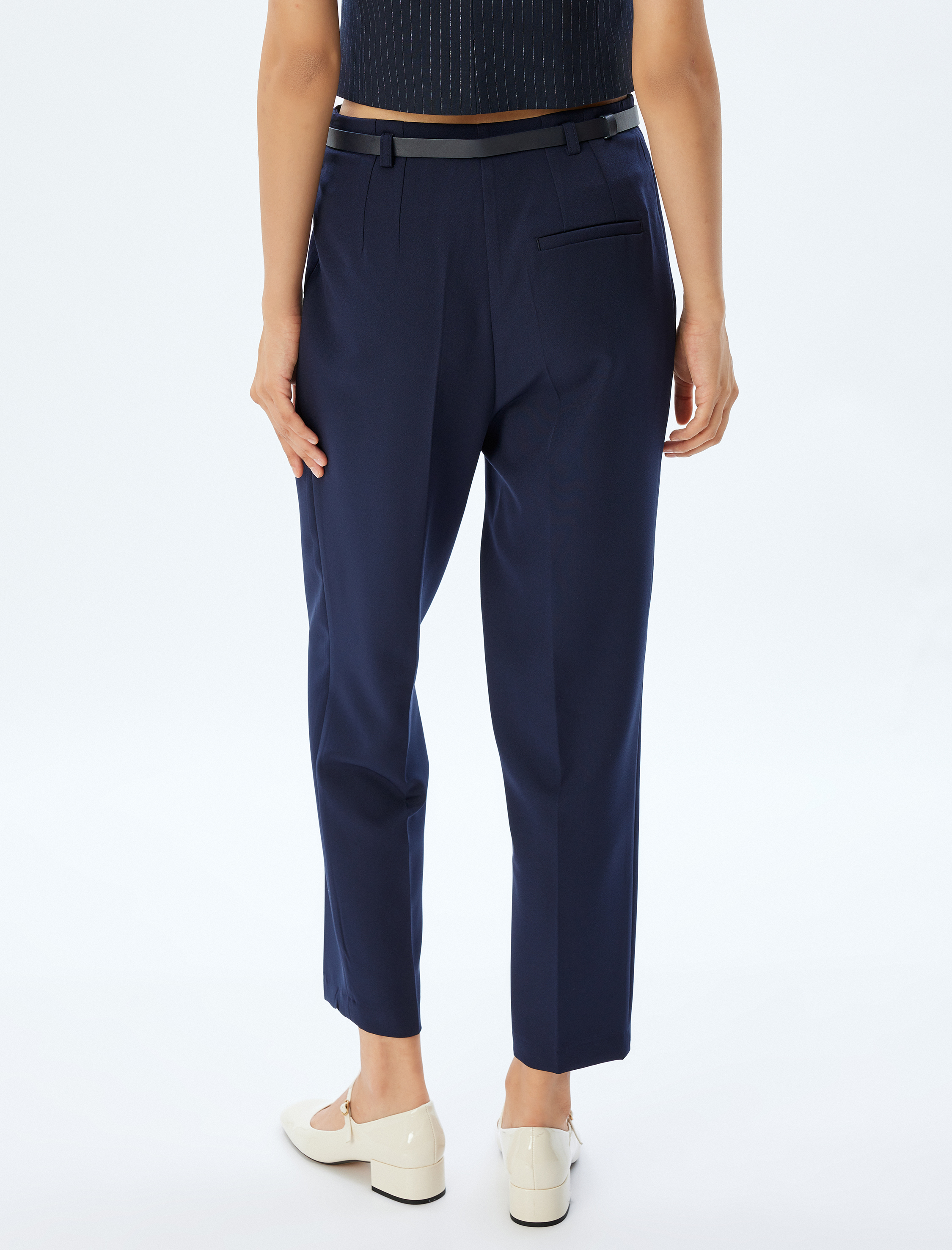 Kısa Paça Havuç Kesim Pantolon Yüksek Bel Slim Fit