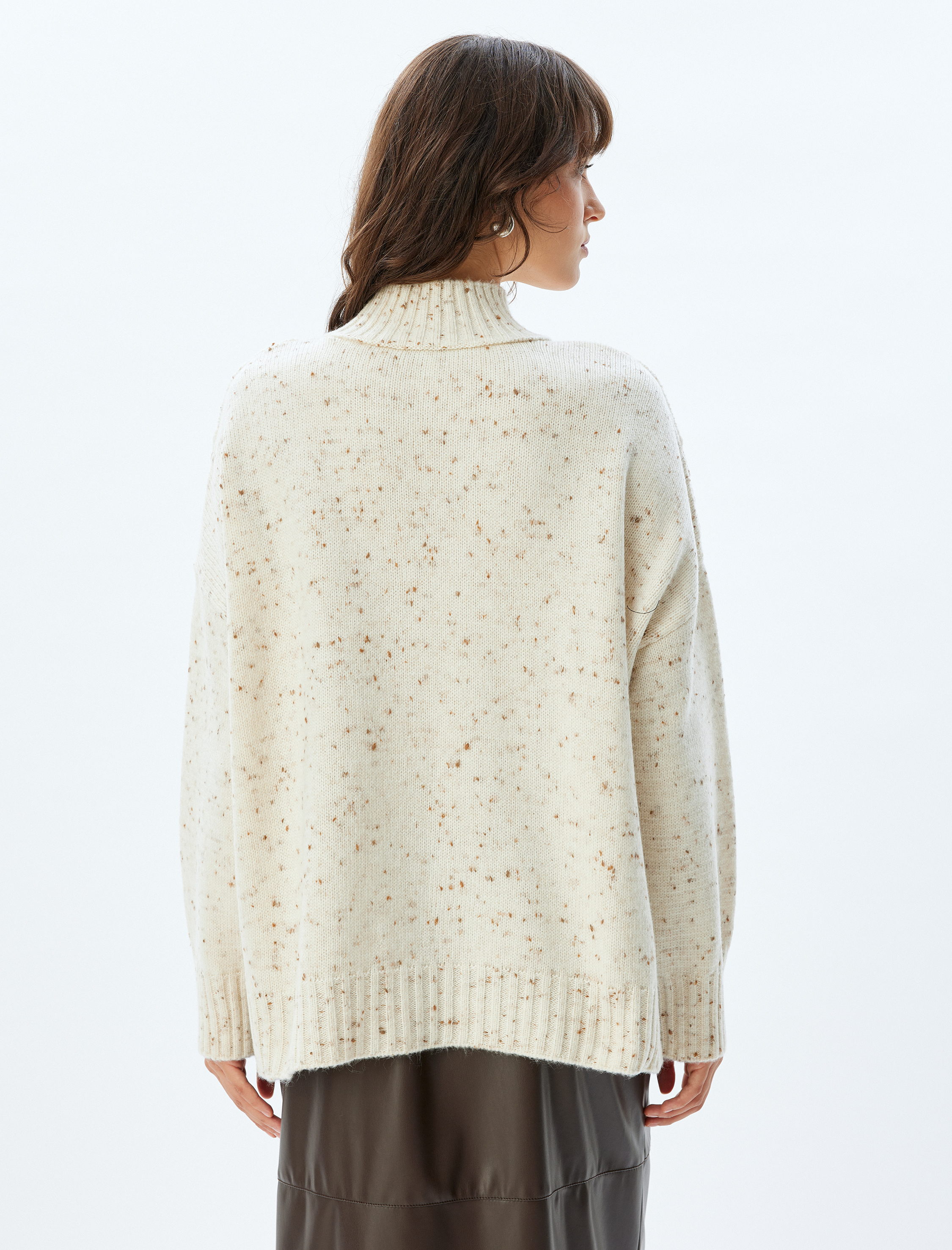   Koton X Sima Tarkan - Uzun Kollu Balıkçı Yaka Oversize Saç Örgü Kazak