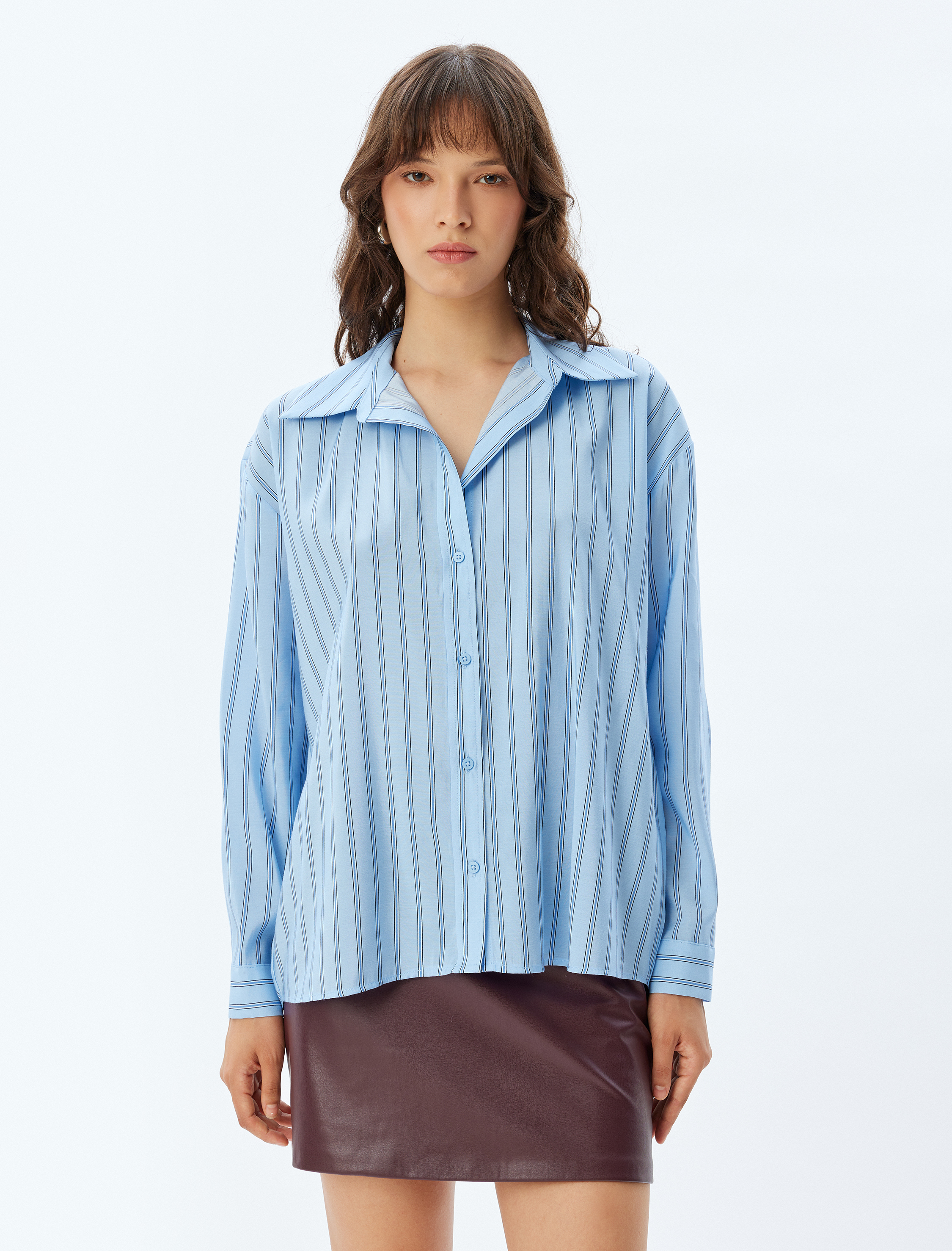   Koton X Sima Tarkan - Çizgili Uzun Kollu Viskon Gömlek