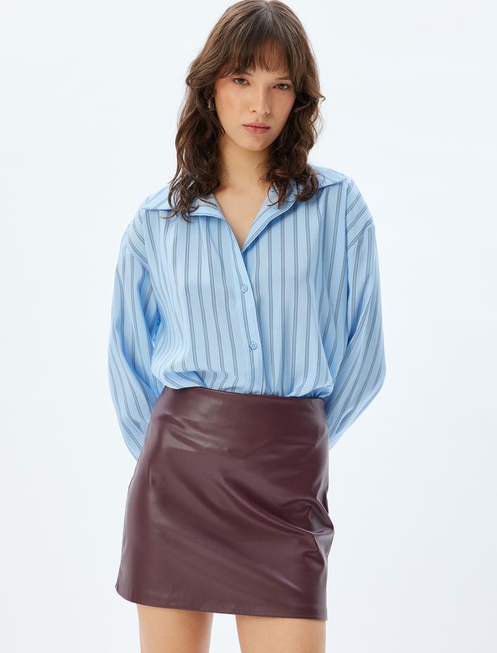  Koton X Sima Tarkan - Çizgili Uzun Kollu Viskon Gömlek