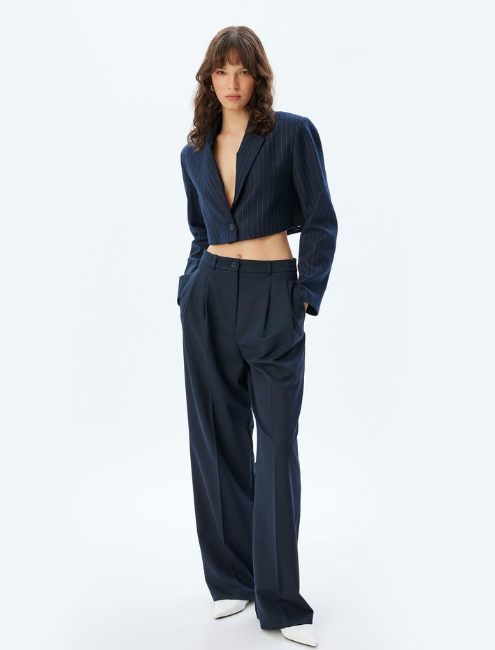  Koton X Sima Tarkan - Crop Blazer Ceket Kruvaze Uzun Kollu