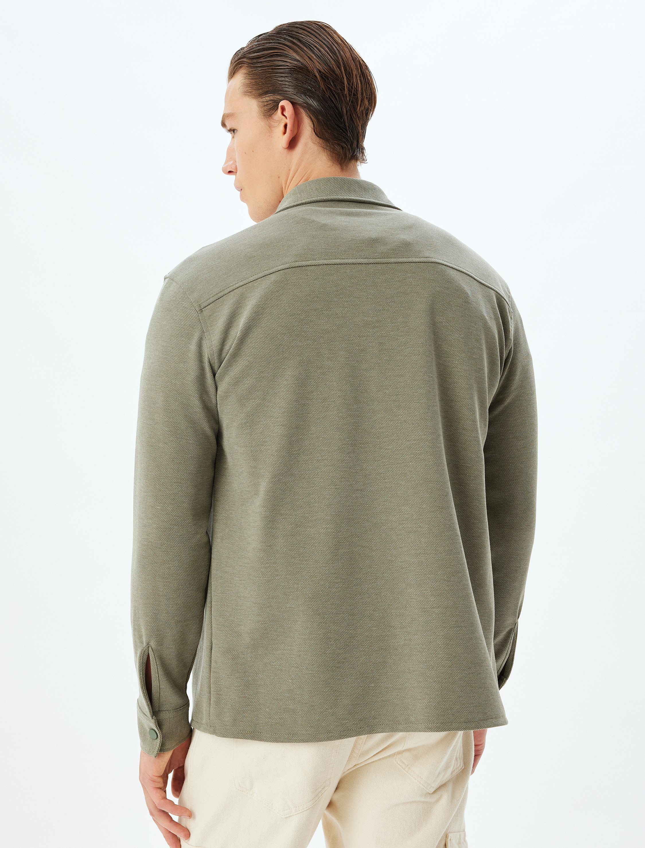   Uzun Kollu Gömlek Cep Detaylı Viskon Karışımlı Regular Fit