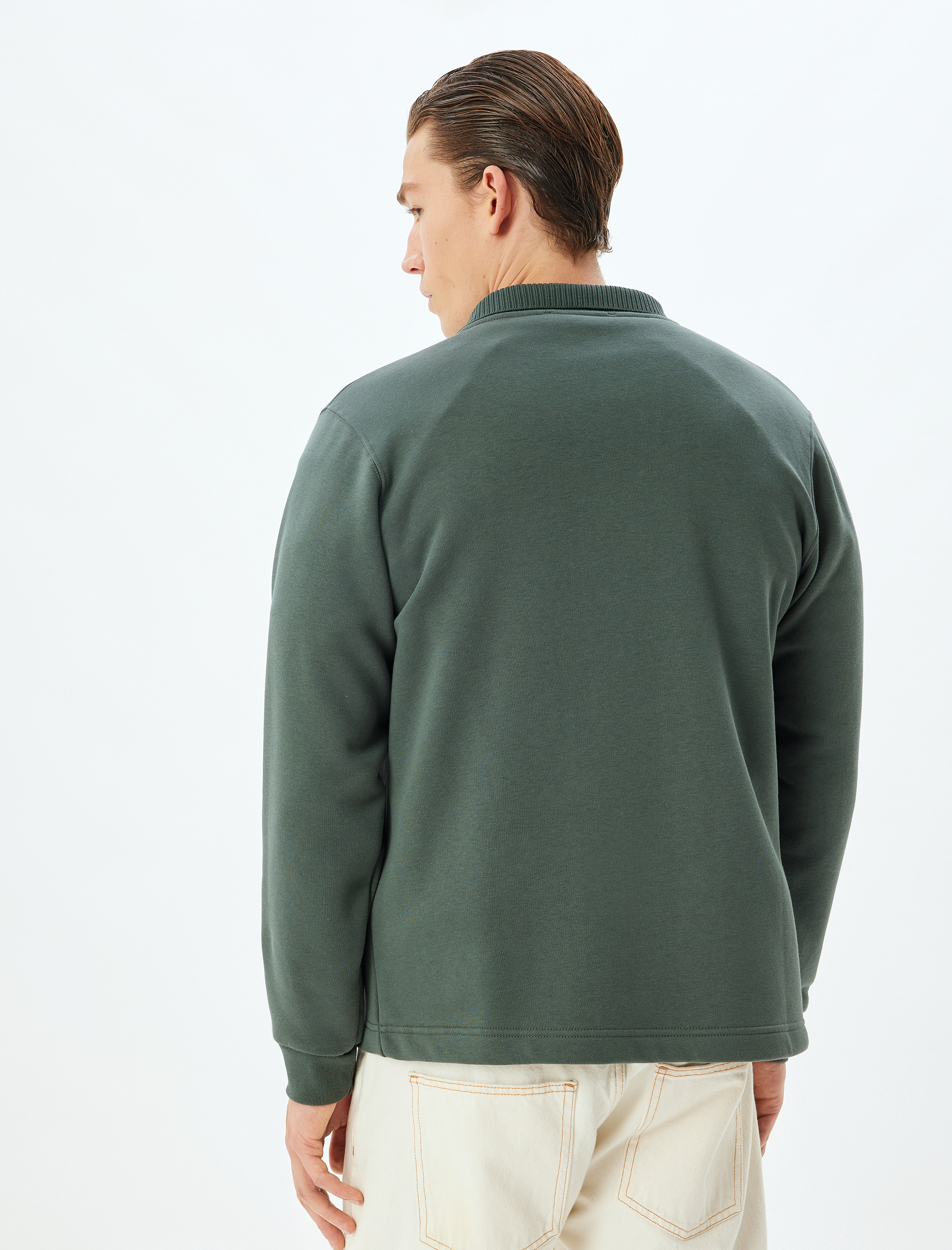   Basic Şardonlu Pamuk Karışımlı Fermuarlı Hırka