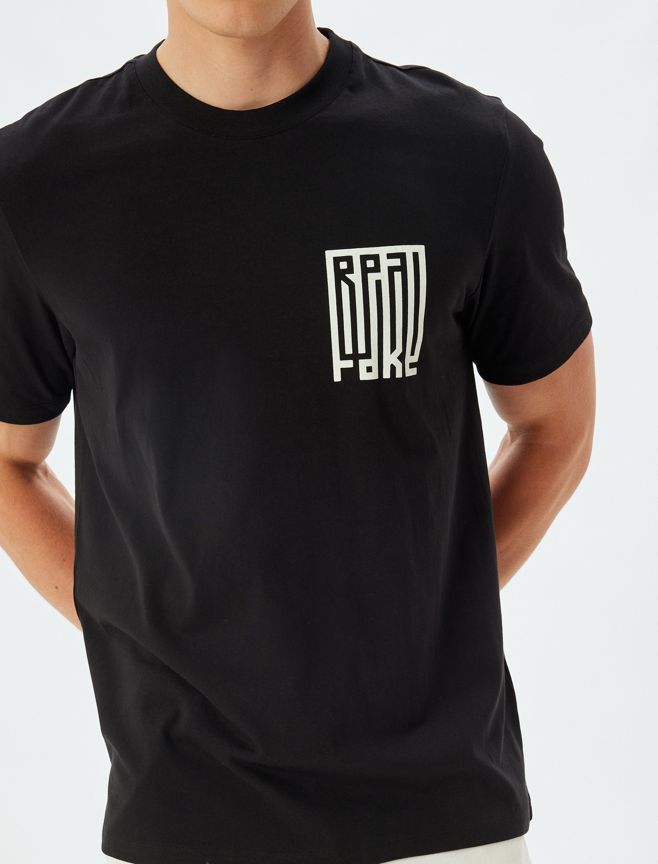   Bisiklet Yaka Kısa Kollu Pamuklu Slogan Baskılı Tişört