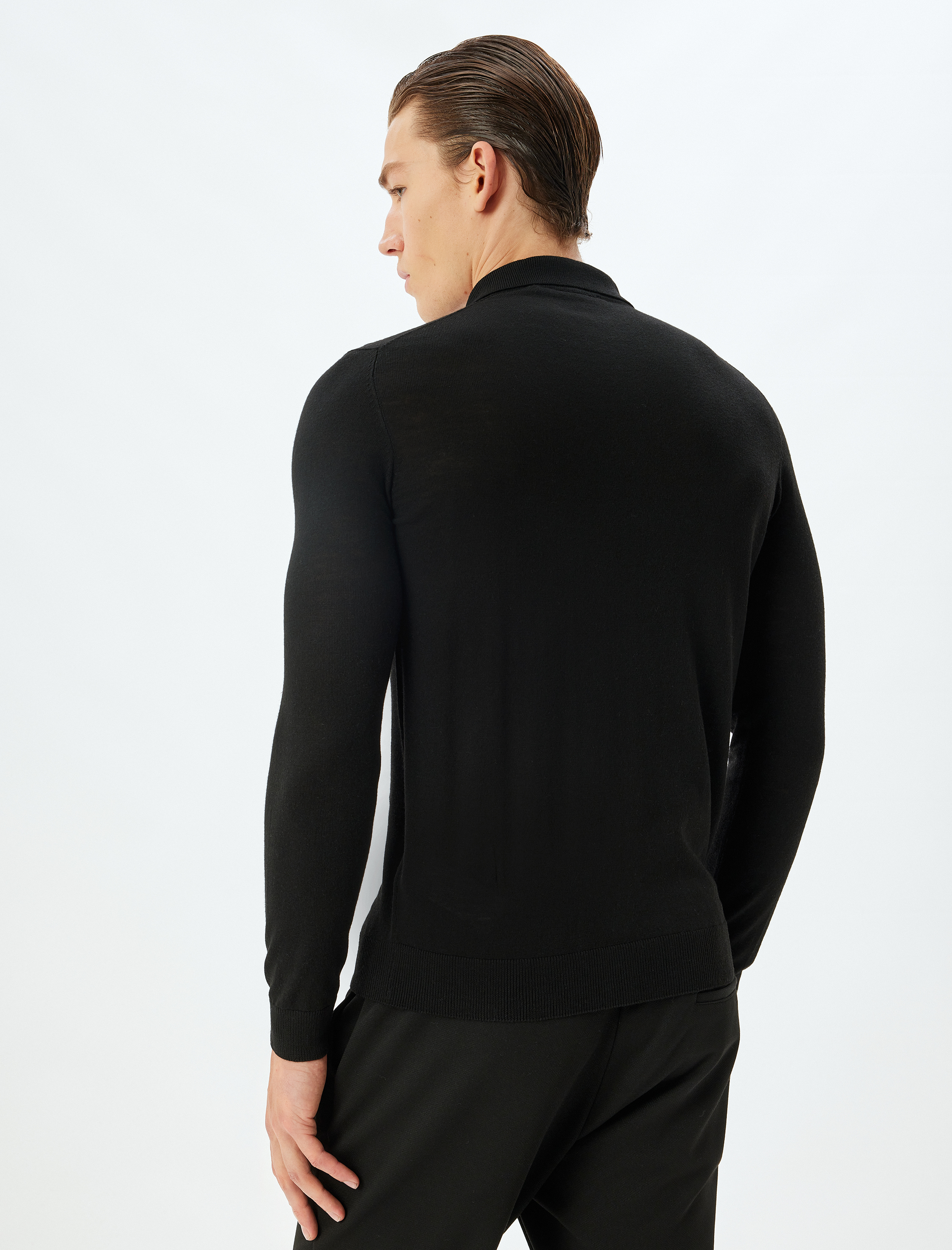 Triko Kazak Polo Yaka Basic Düğme Detaylı