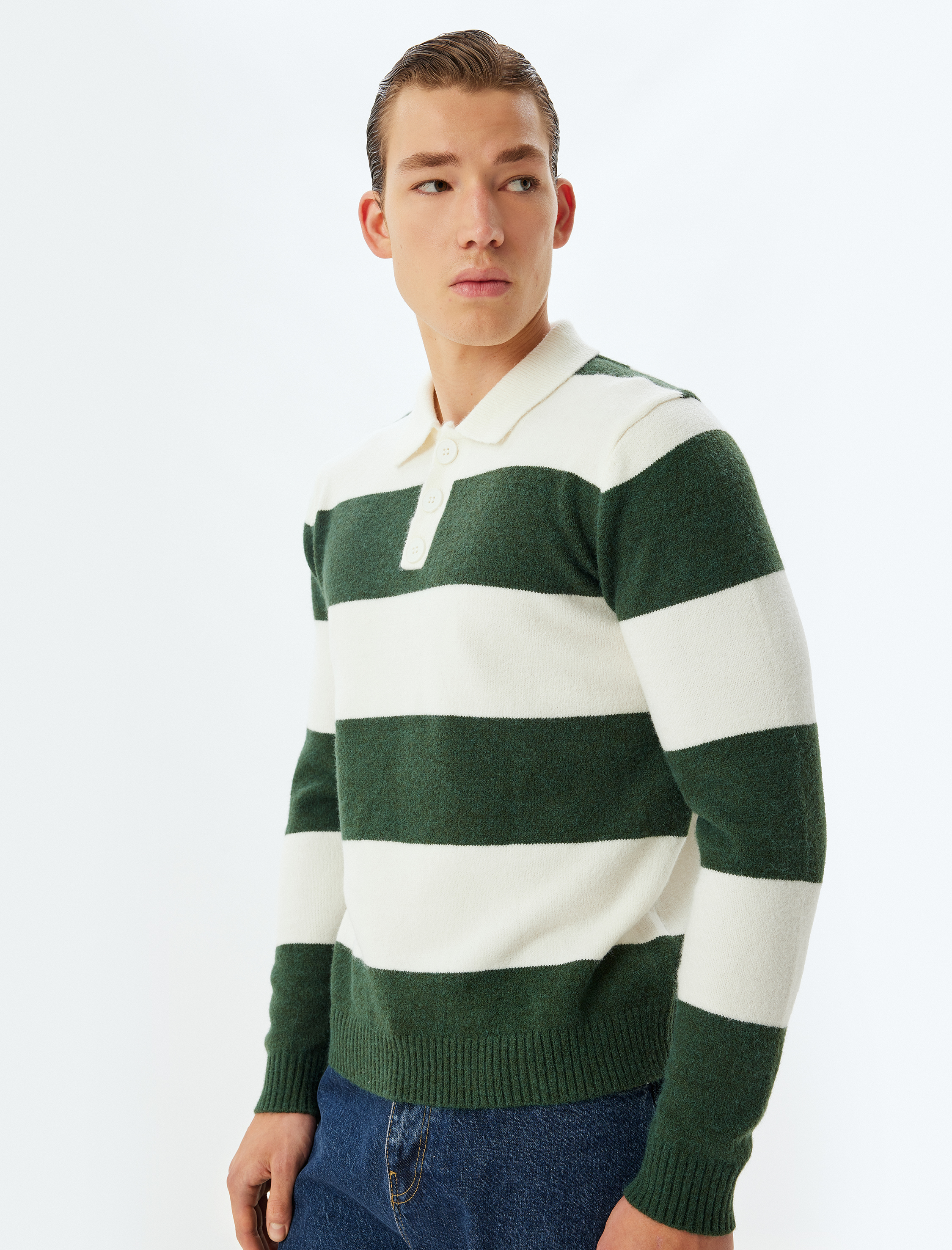   Triko Kazak Polo Yaka Düğme Detaylı