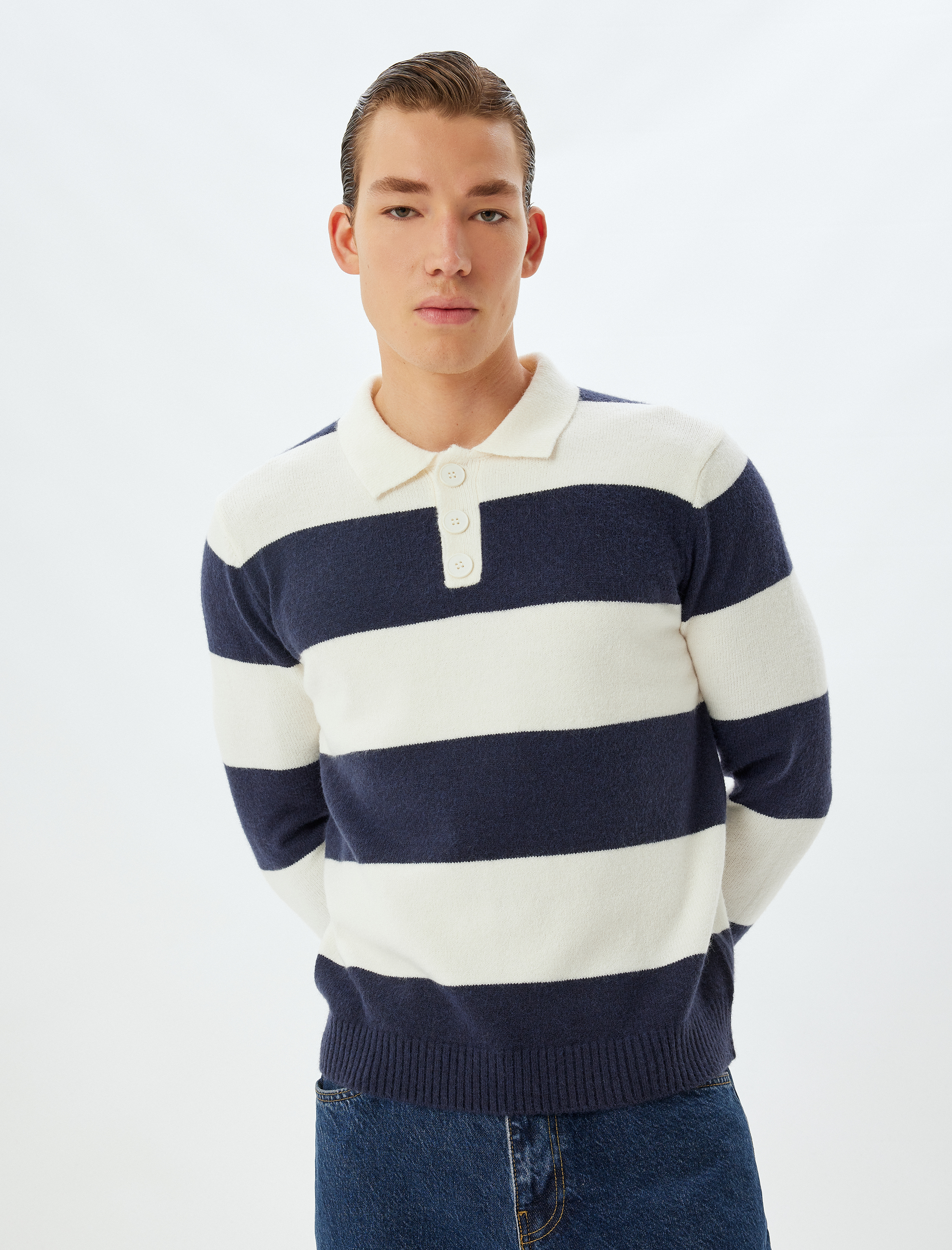   Triko Kazak Polo Yaka Düğme Detaylı