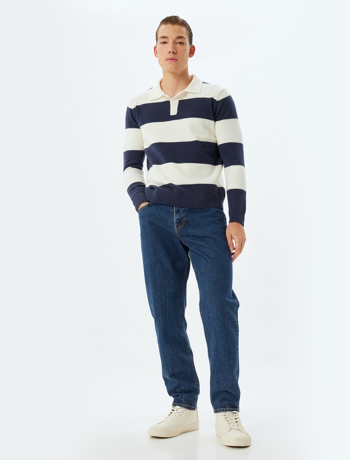  Triko Kazak Polo Yaka Düğme Detaylı