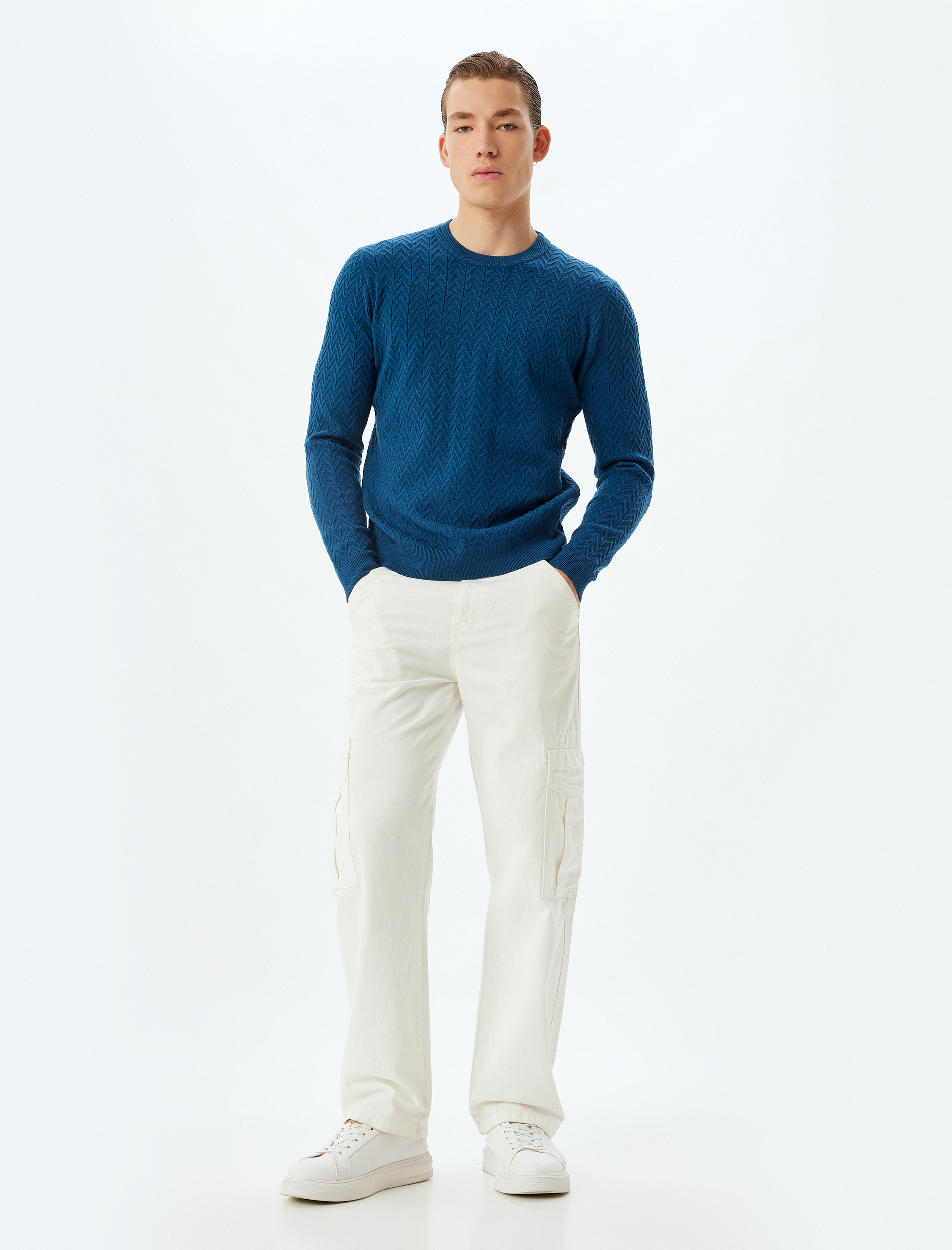   Kışlık Triko Kazak Basic Dokulu Viskon Karışımlı