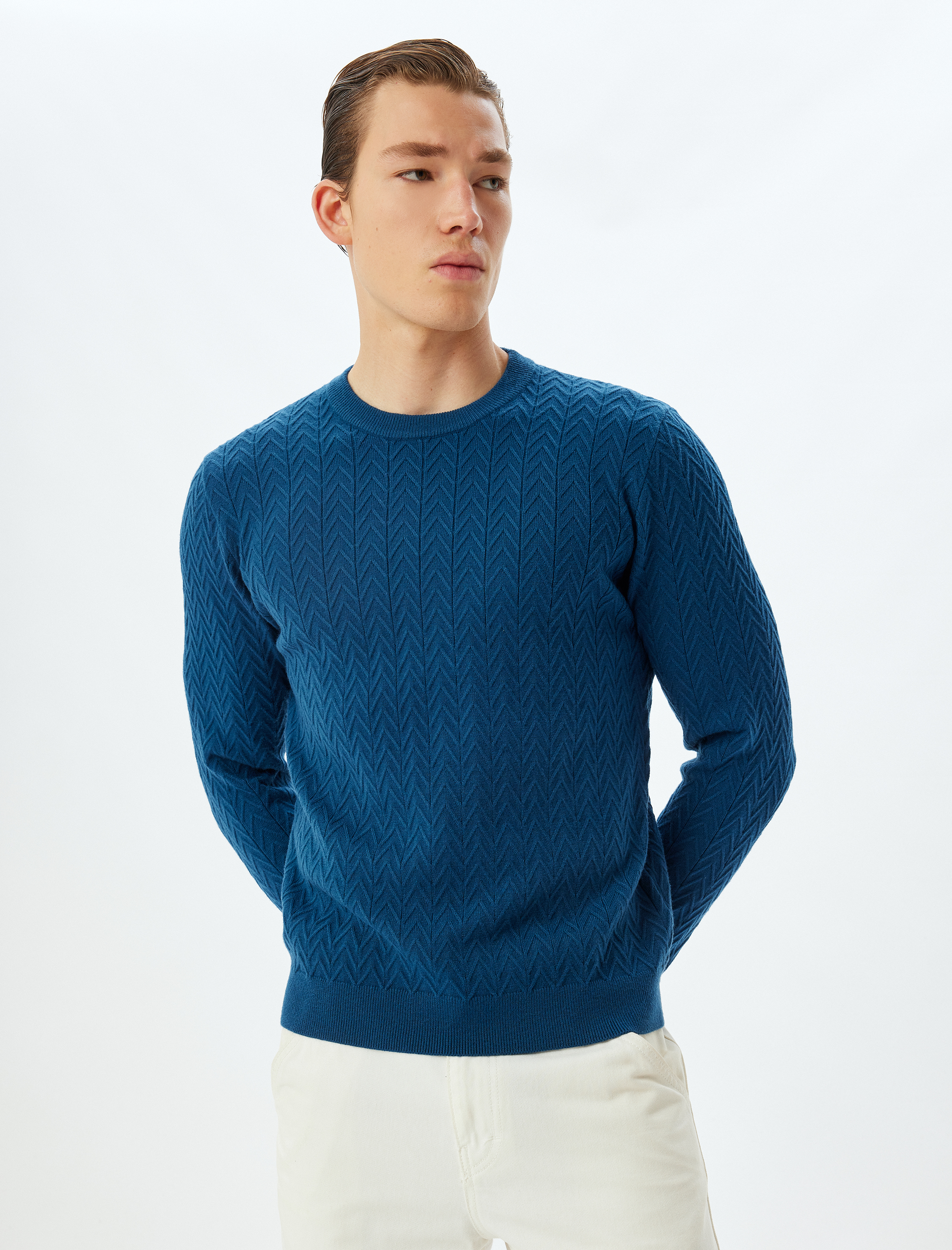   Kışlık Triko Kazak Basic Dokulu Viskon Karışımlı