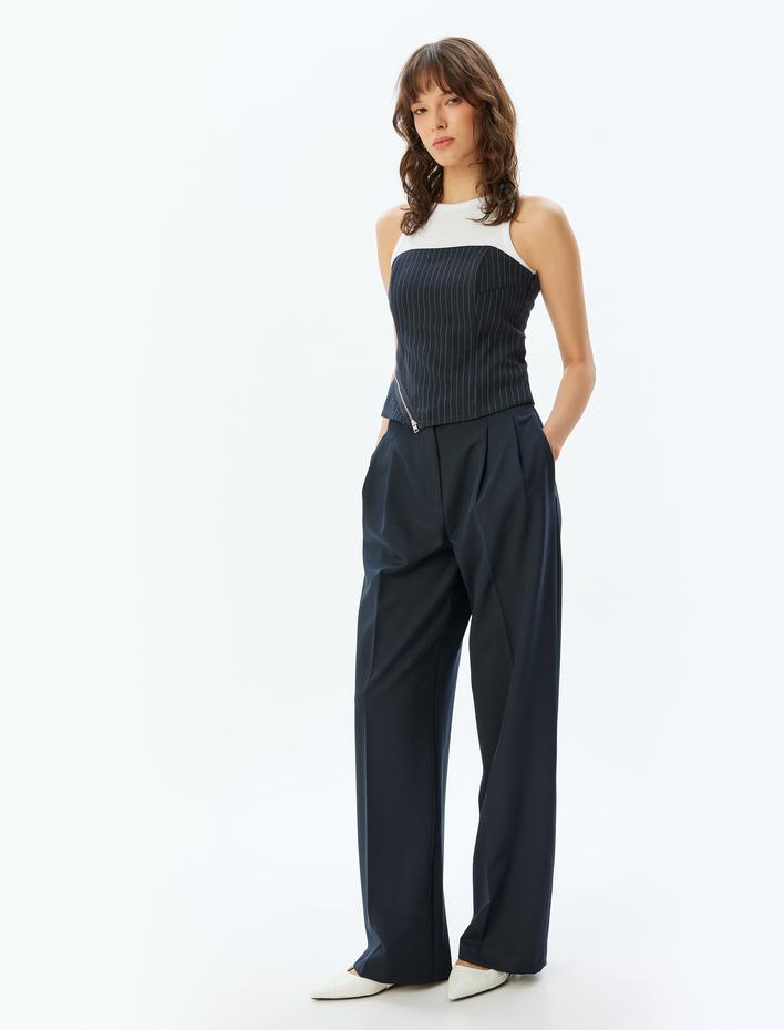  Koton X Sima Tarkan - Kumaş Pileli Pantolon Bol Paça Cepli