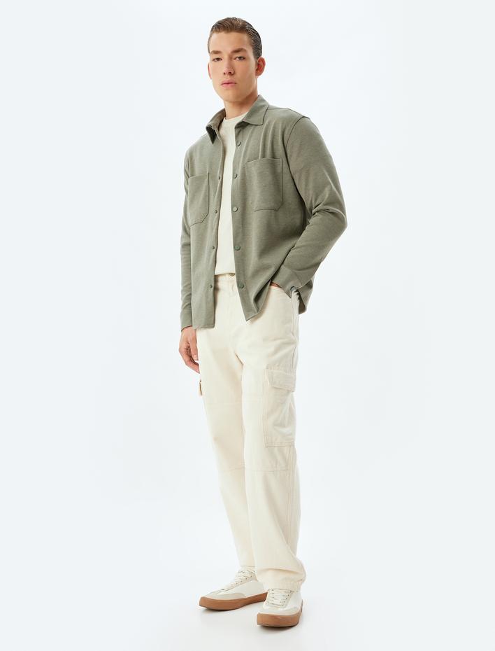  Uzun Kollu Gömlek Cep Detaylı Viskon Karışımlı Regular Fit