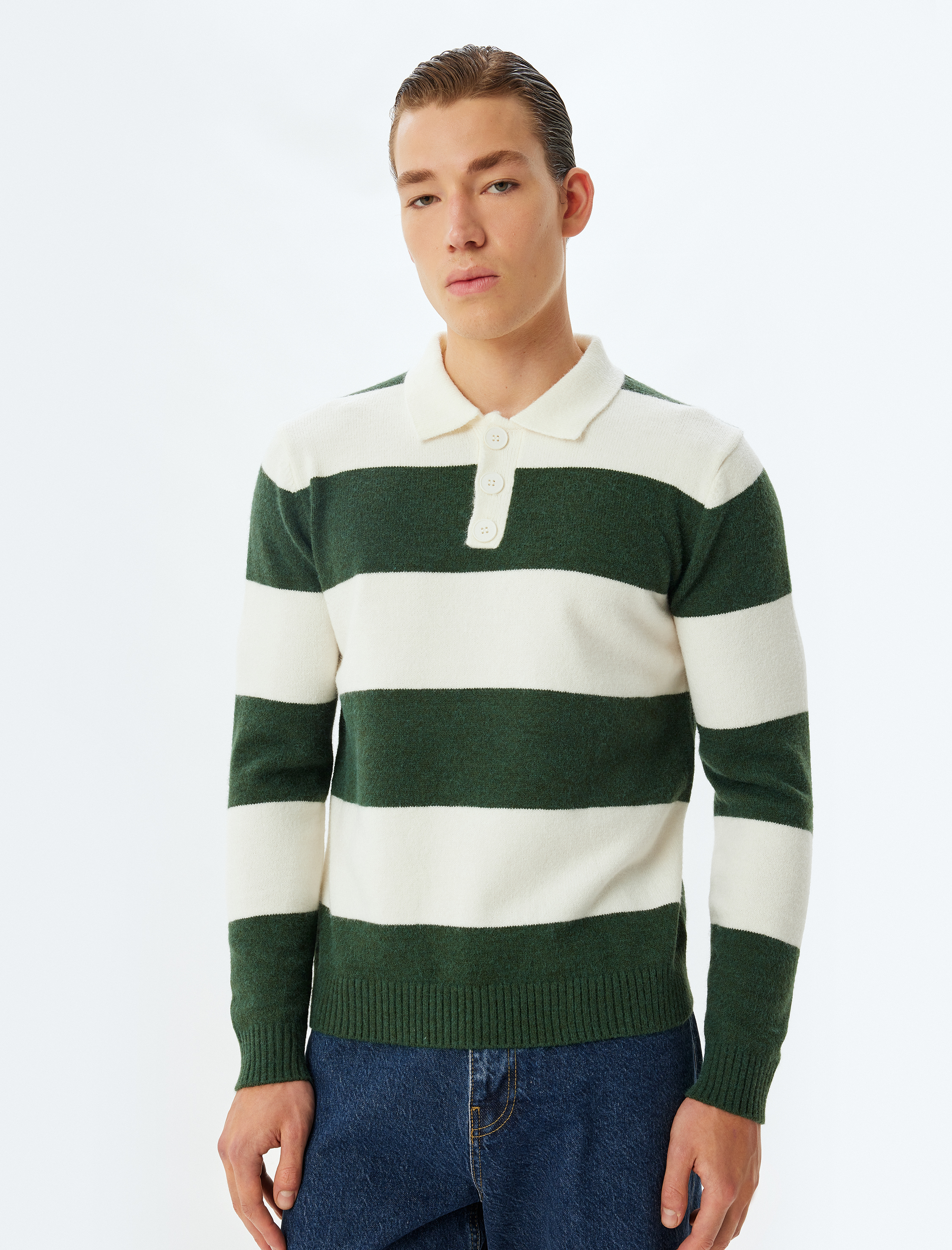   Triko Kazak Polo Yaka Düğme Detaylı