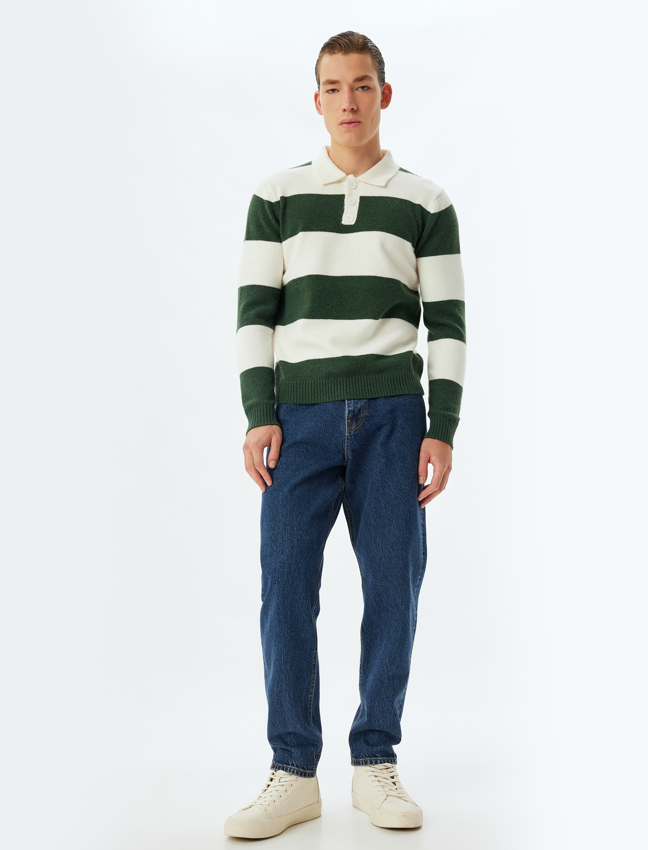   Triko Kazak Polo Yaka Düğme Detaylı