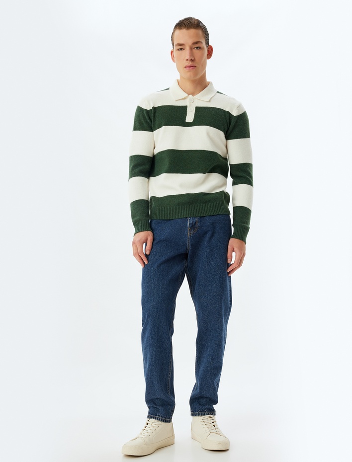  Triko Kazak Polo Yaka Düğme Detaylı