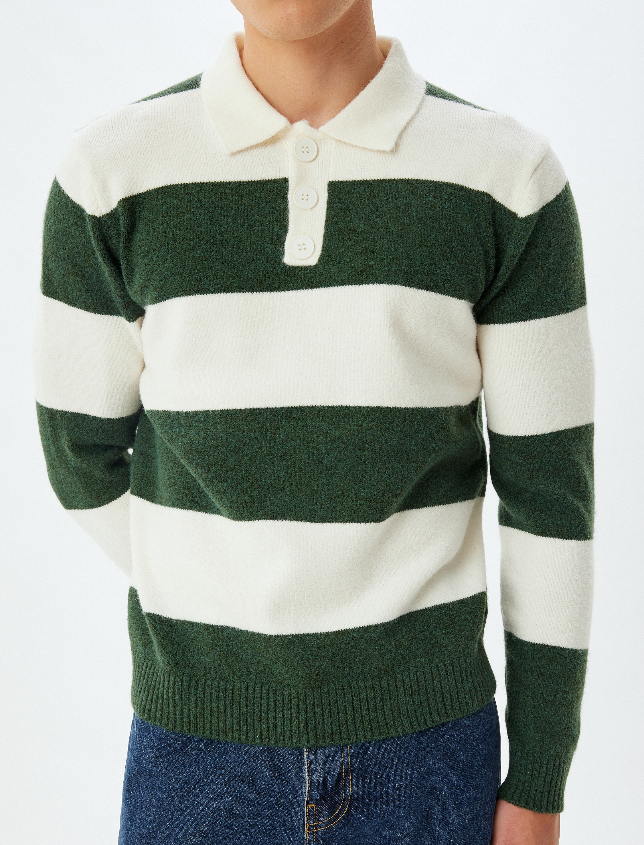   Triko Kazak Polo Yaka Düğme Detaylı