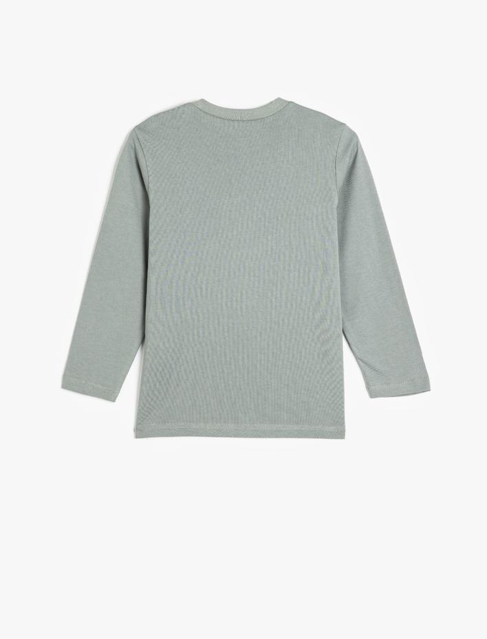 Erkek Çocuk Tişört Uzun Kollu Kaplan Baskılı Bisiklet Yaka