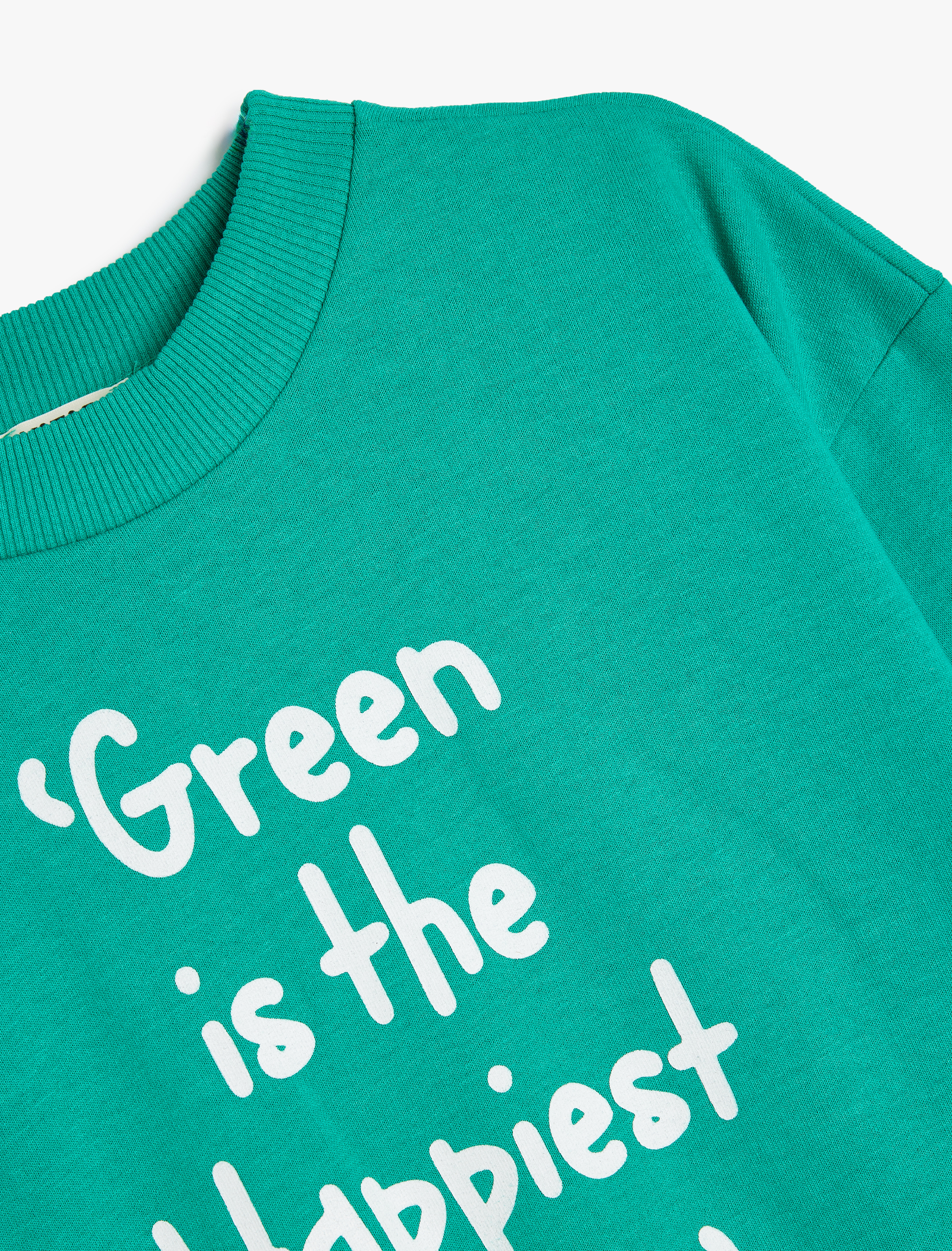  Kız Çocuk Slogan Baskılı Uzun Kollu Şardonlu Pamuklu Sweatshirt