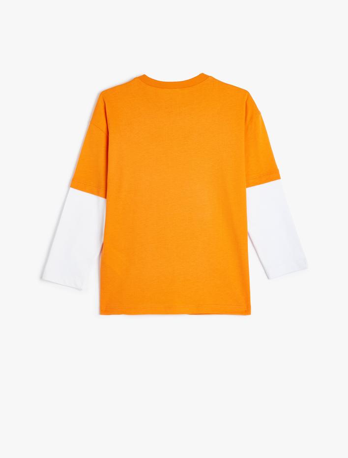 Erkek Çocuk Tişört Uzun Kollu Slogan Baskılı Bisiklet Yaka