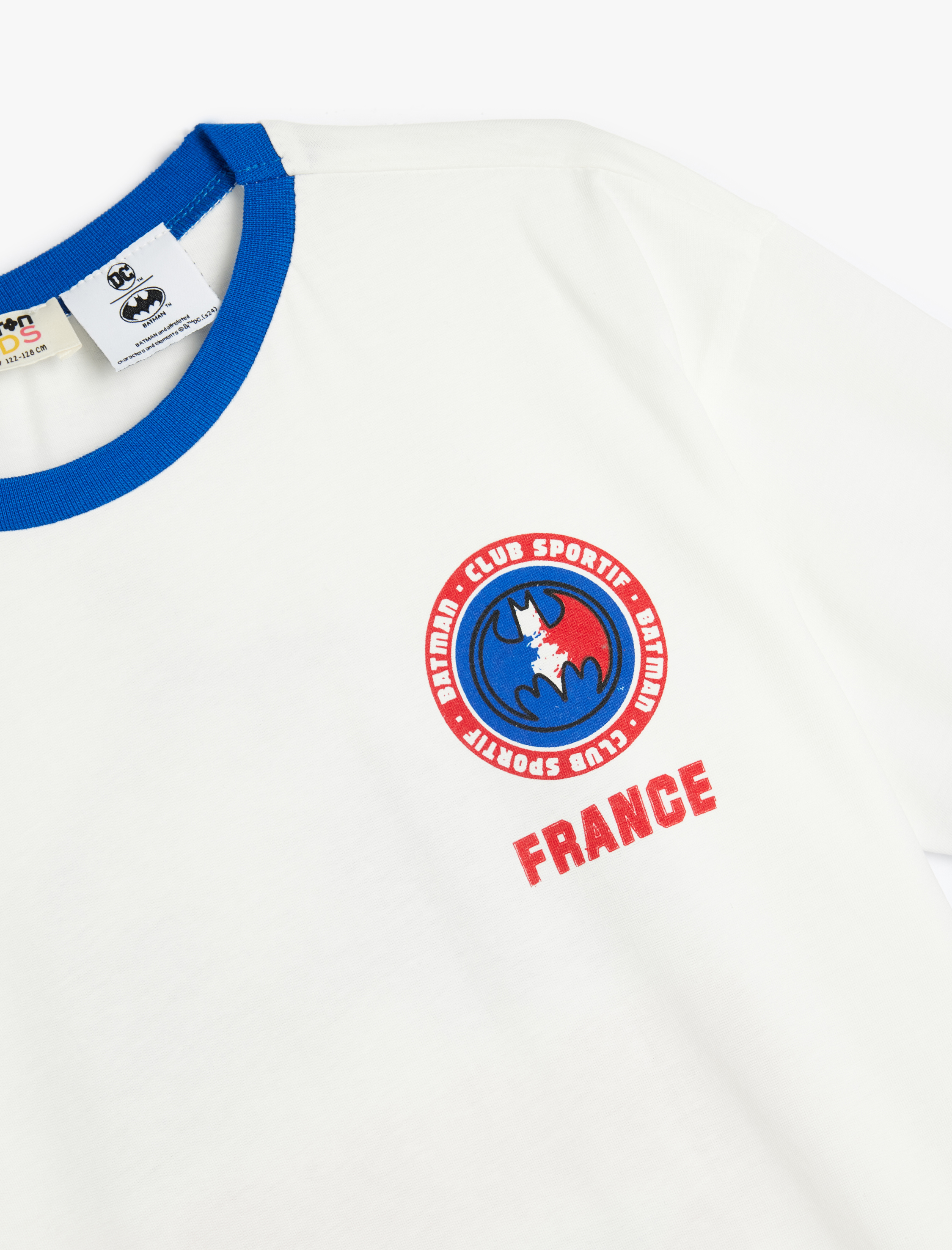  Erkek Çocuk Bisiklet Yaka Kısa Kollu Batman Baskılı Lisanslı Pamuklu Tişört