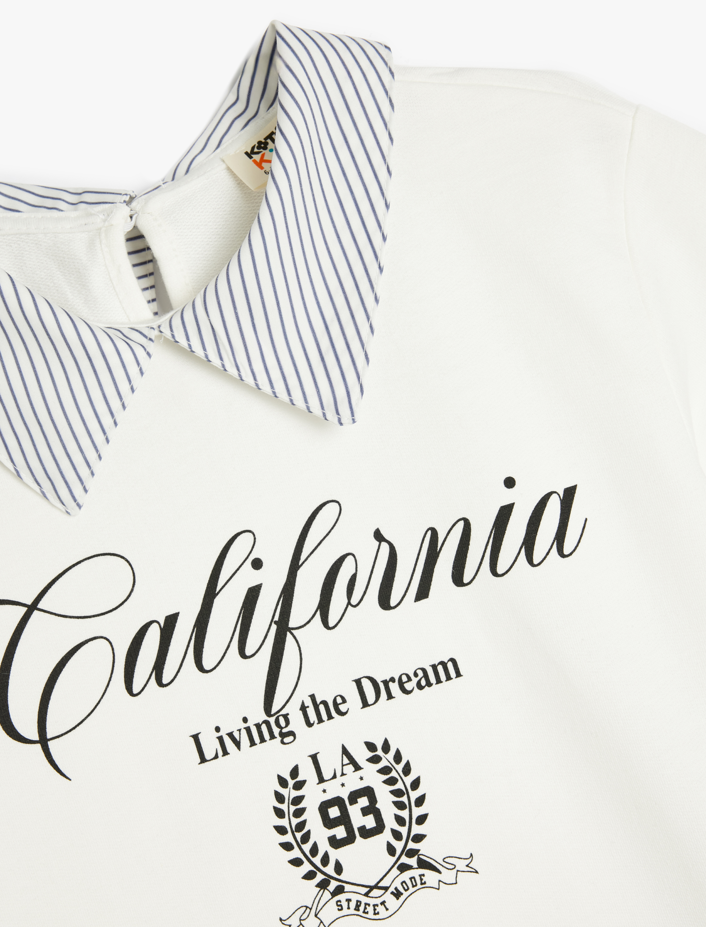  Kız Çocuk Pamuklu Slogan Baskılı Kısa Kollu Gömlek Yaka Tişört