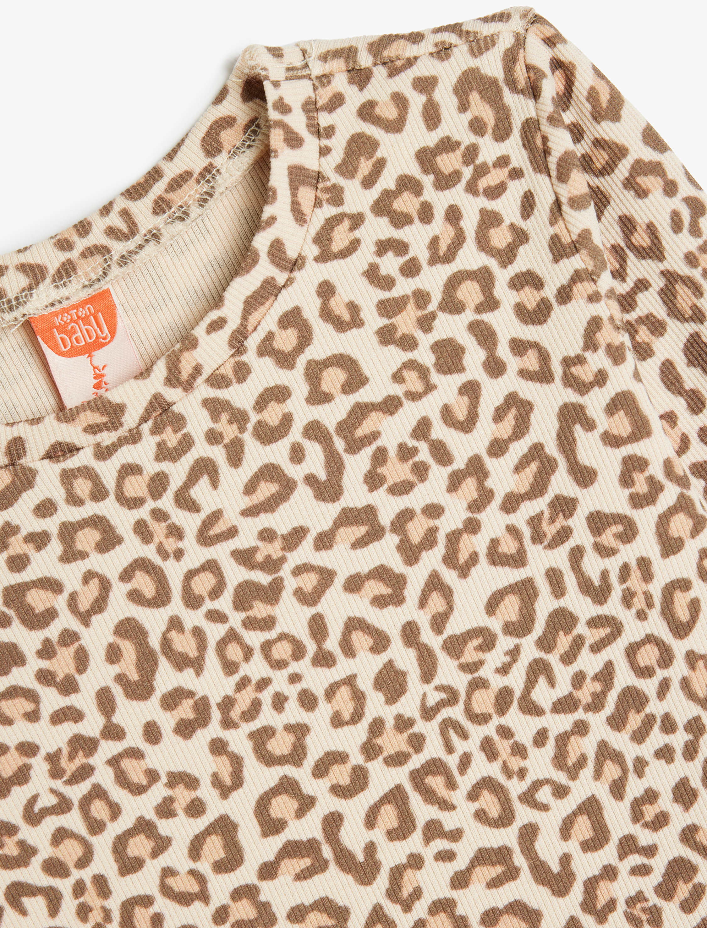 Kız Bebek Tişört Uzun Kollu Leopar Baskılı Bisiklet Yaka Pamuklu