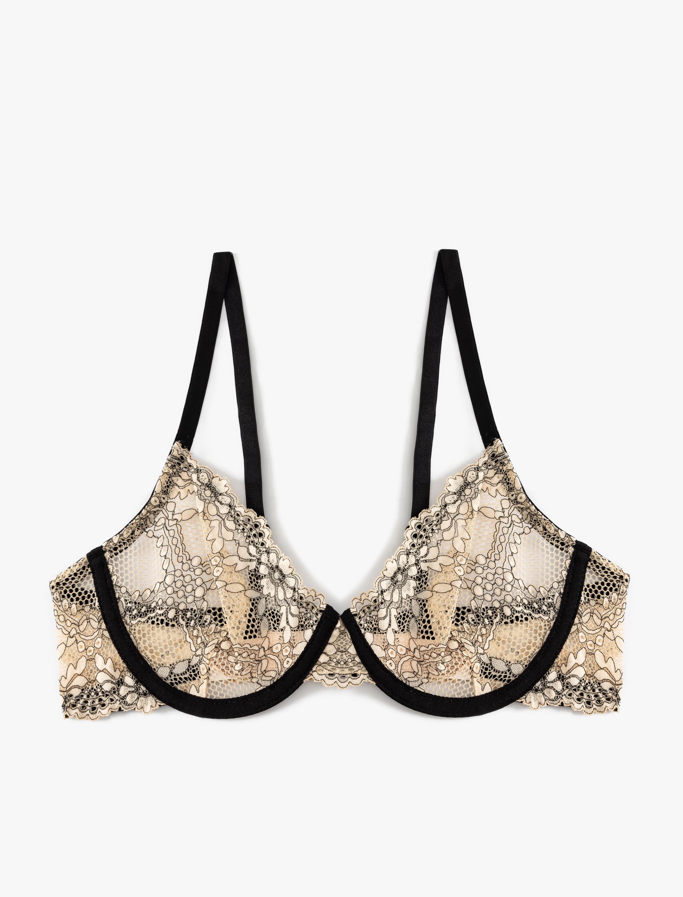 Floral Dantelli Sütyen Balenli Dolgusuz