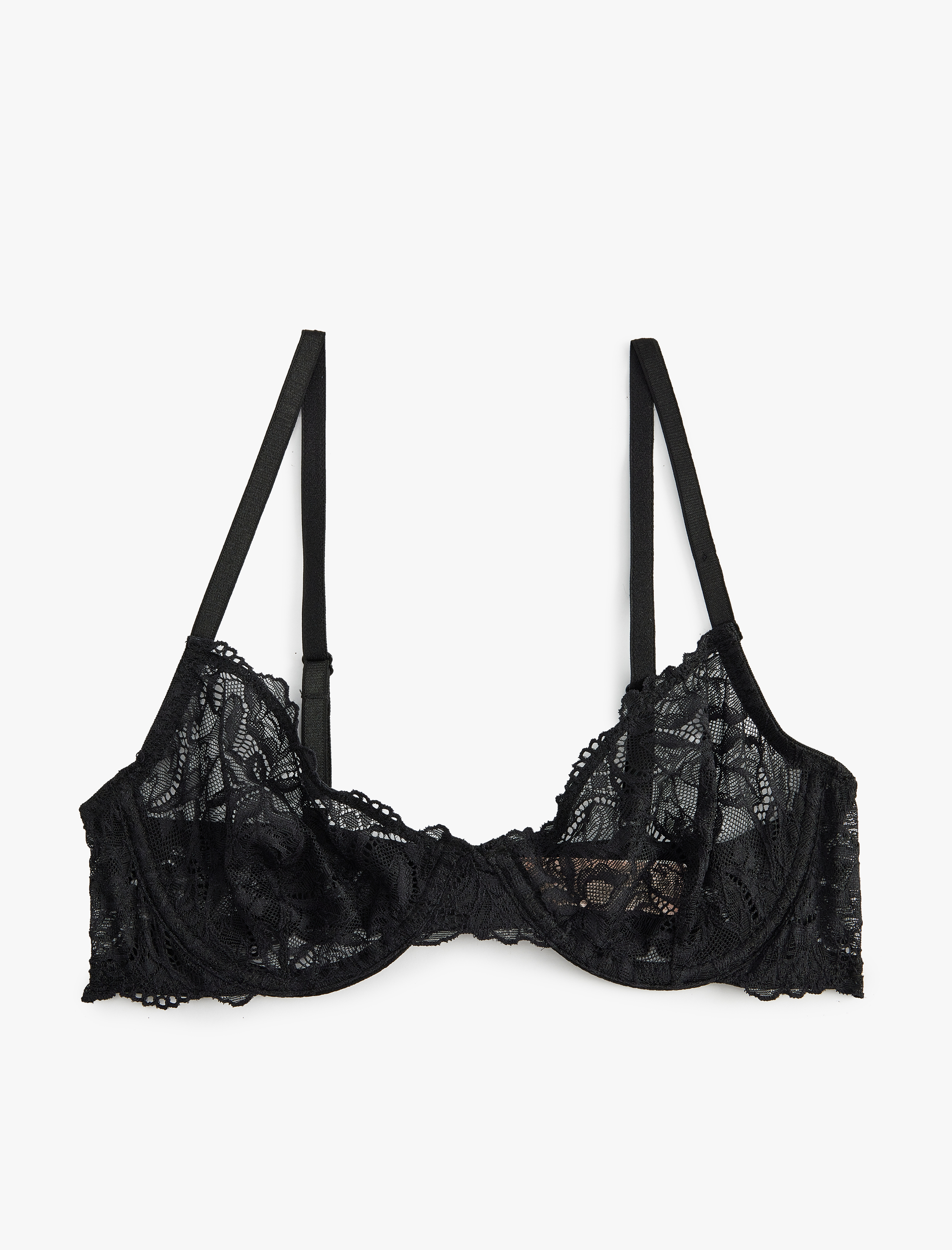 Dantelli Sütyen Transparan Balenli Dolgusuz