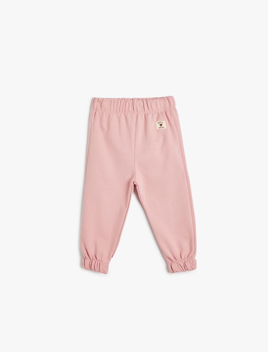  Kız Bebek Basic Jogger Eşofman Altı Beli Bağlamalı Cep Detaylı Şardonlu