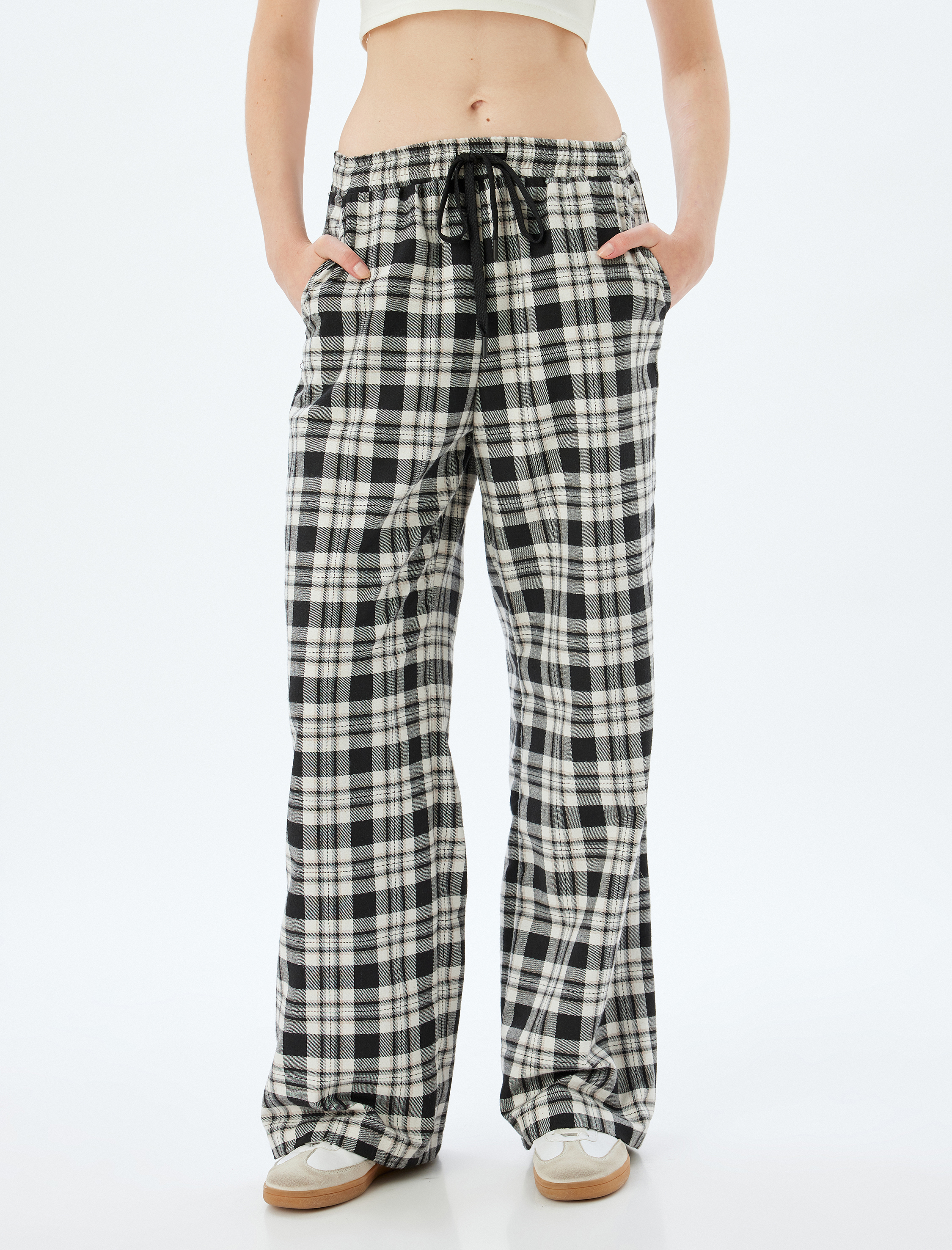   Rahat Kalıp Beli Bağlamalı Cepli Bol Paça Pijama Pantolon