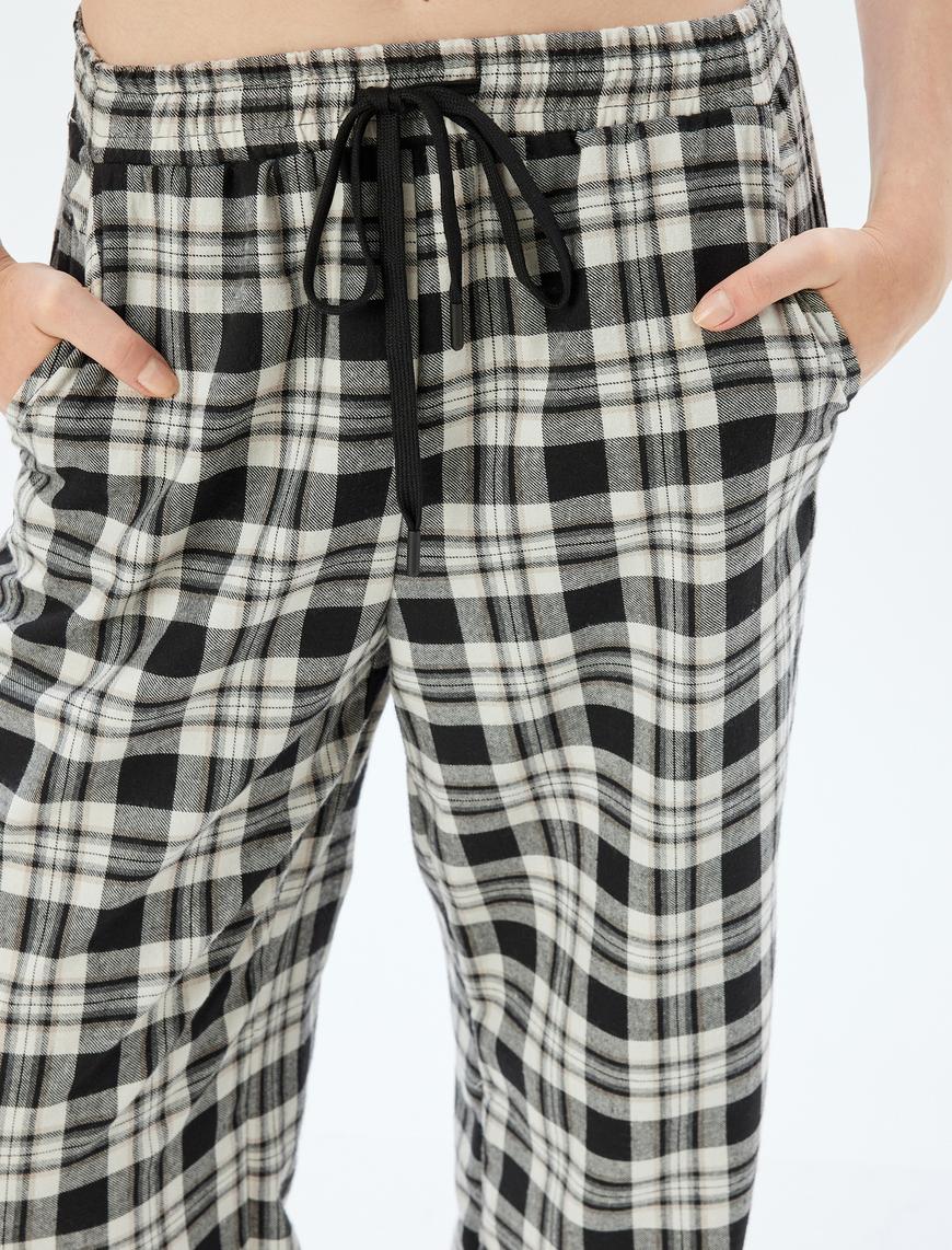   Rahat Kalıp Beli Bağlamalı Cepli Bol Paça Pijama Pantolon