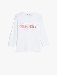 Cumhuriyet Baskılı Pamuklu Uzun Kollu Tişört