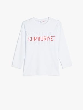 Tişört Cumhuriyet Baskılı Uzun Kollu Pamuklu