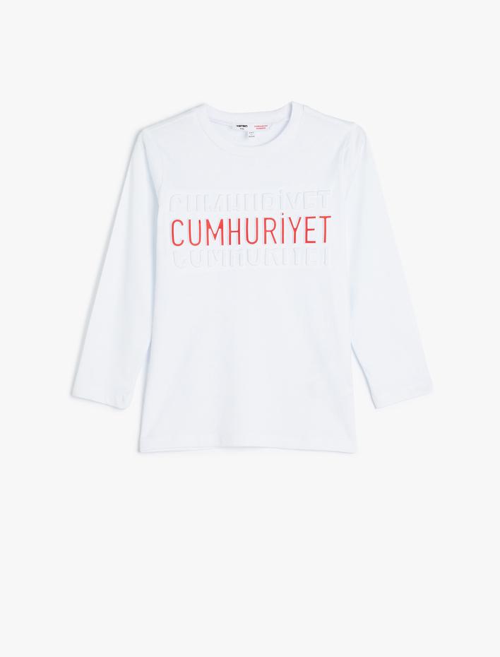 Erkek Çocuk Cumhuriyet Baskılı Pamuklu Uzun Kollu Tişört