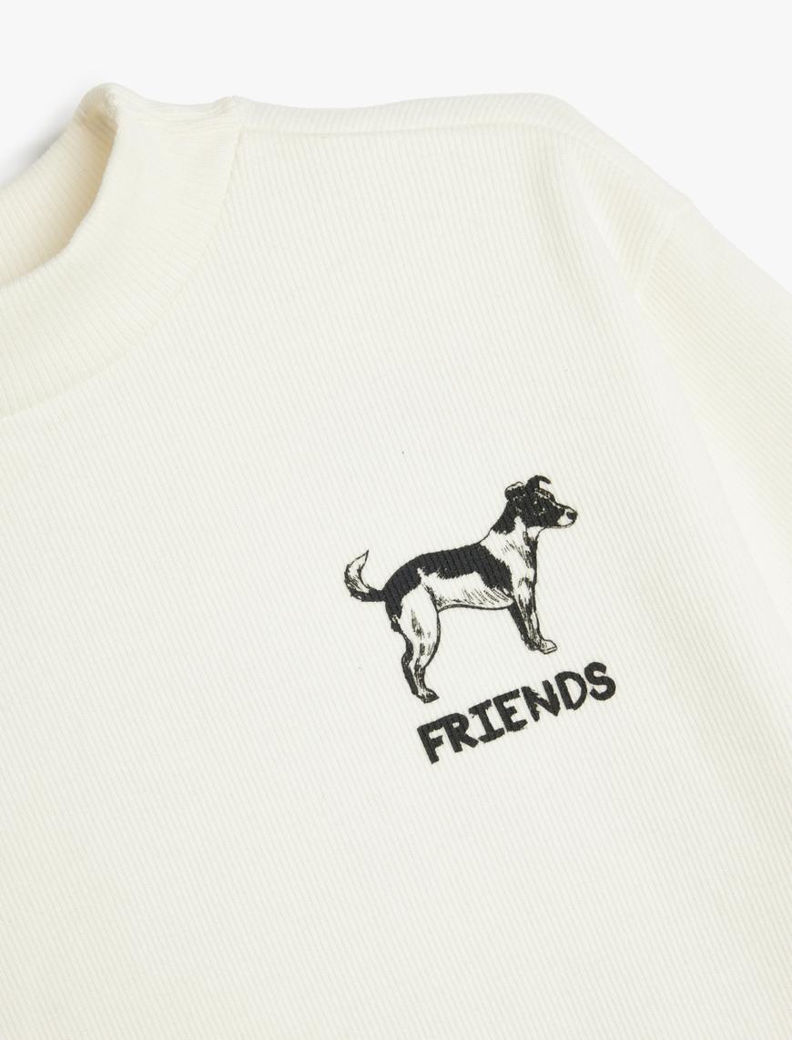  Erkek Çocuk Sweatshirt Yarım Balıkçı Yaka Köpek Baskılı Dokulu