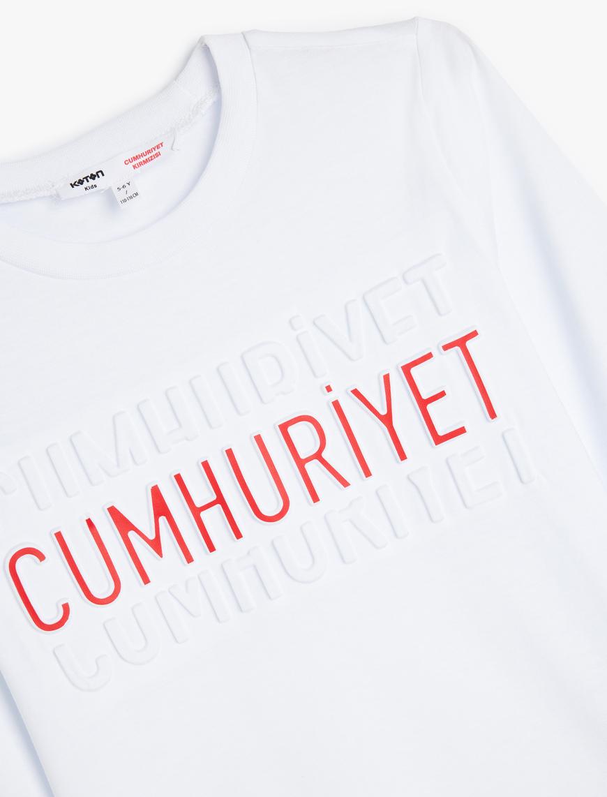  Erkek Çocuk Cumhuriyet Baskılı Pamuklu Uzun Kollu Tişört