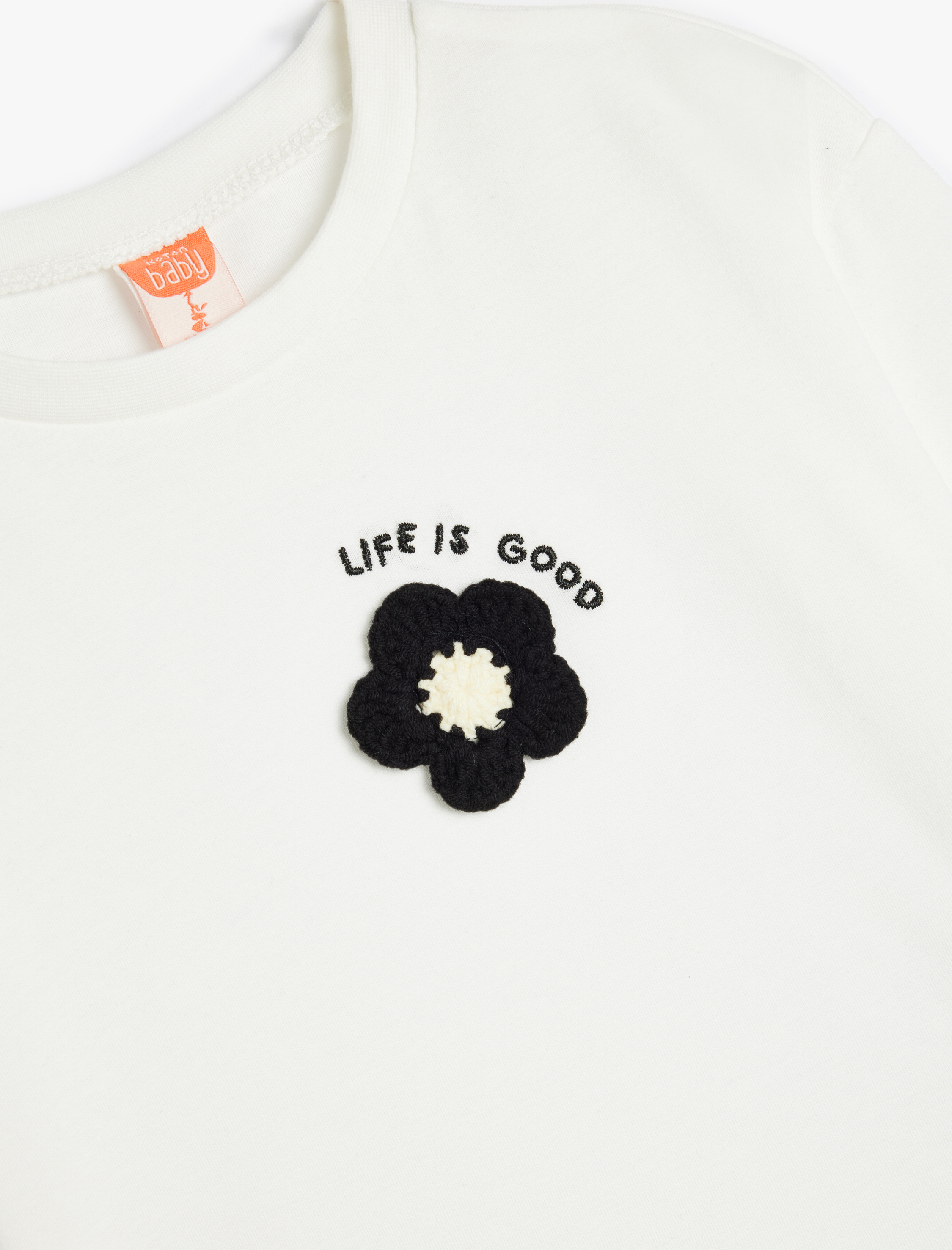  Kız Bebek Tişört Uzun Kollu Çiçek Baskılı Bisiklet Yaka Pamuklu