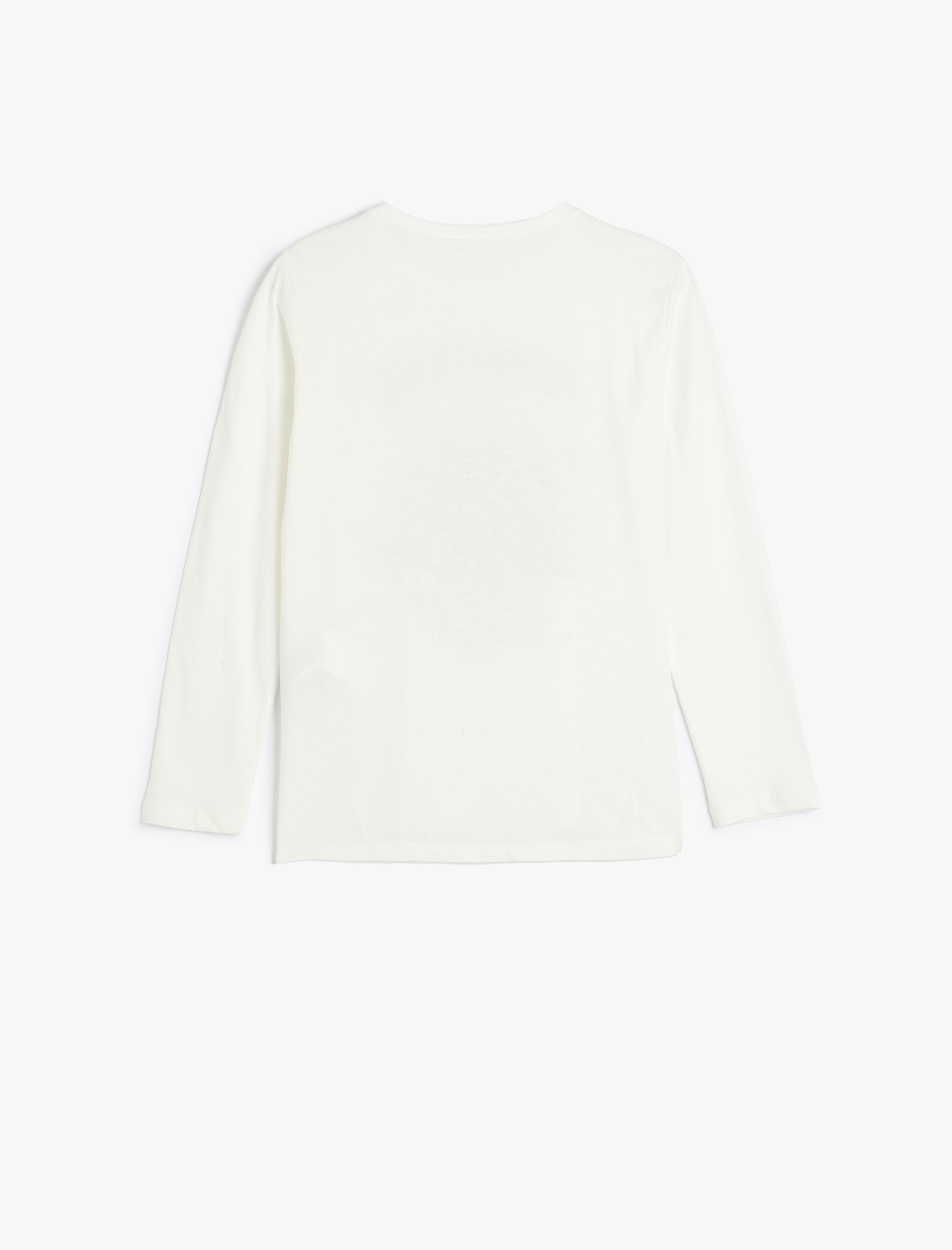  Kız Çocuk Tişört Uzun Kollu Bisiklet Yaka Baskı Detaylı Pamuklu