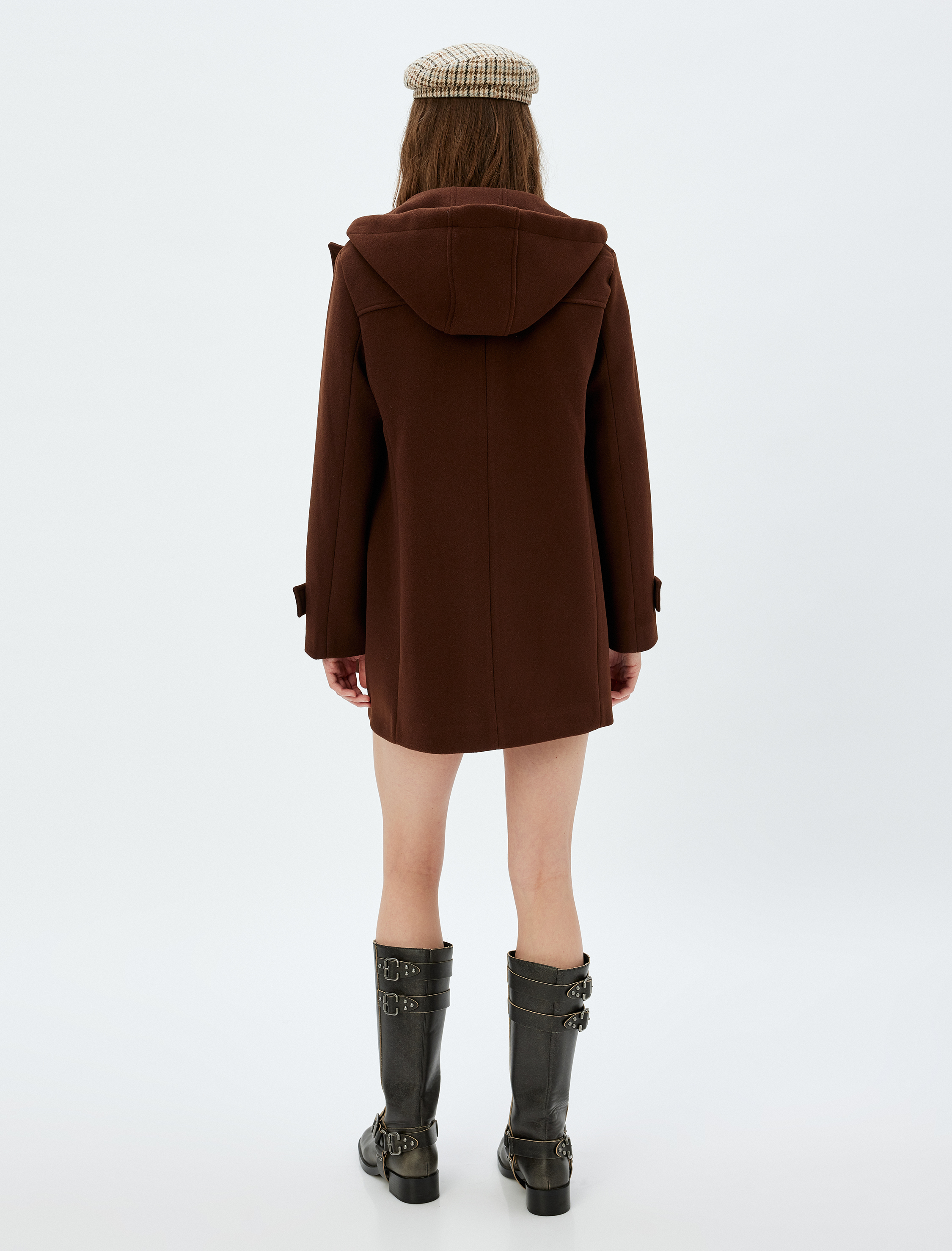   Koton X Sima Tarkan - Toka Kapamalı Cepli Kapüşonlu Kaşe Kaban