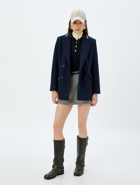 Koton X Sima Tarkan -  Kazayağı Desenli Mini Etek Şortlu Kemerli Pile Detaylı
