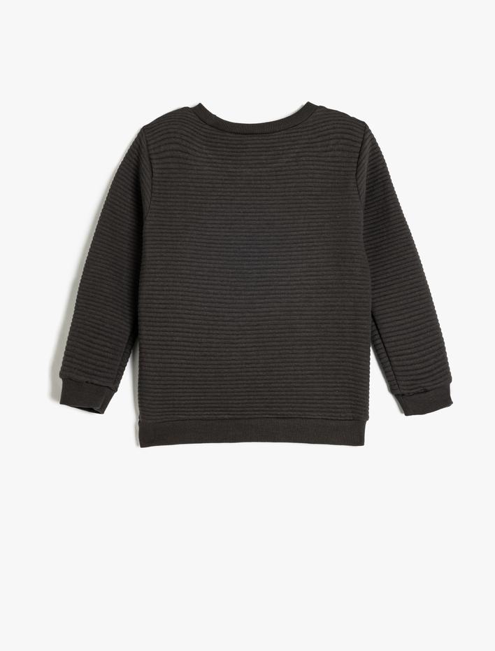 Erkek Bebek Pamuklu Bisiklet Yaka Uzun Kollu Basic Sweatshirt