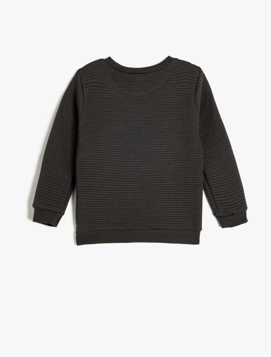  Erkek Bebek Pamuklu Bisiklet Yaka Uzun Kollu Basic Sweatshirt
