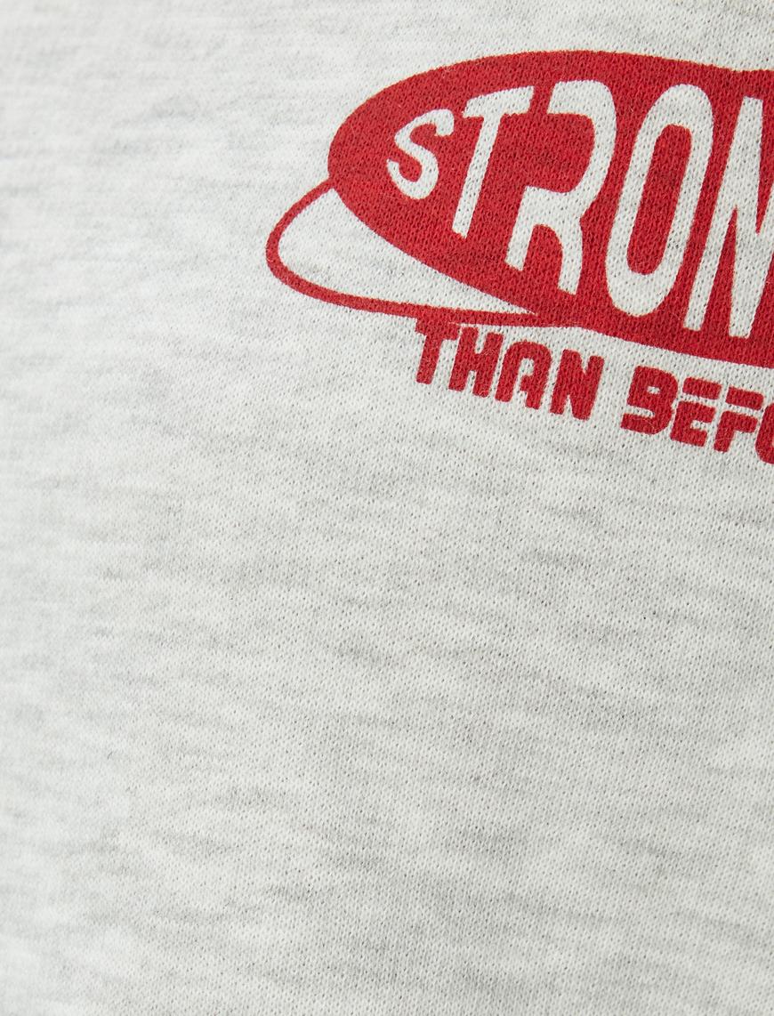   Oversize Arkası Baskılı Yarım Fermuarlı Şardonlu Sweatshirt