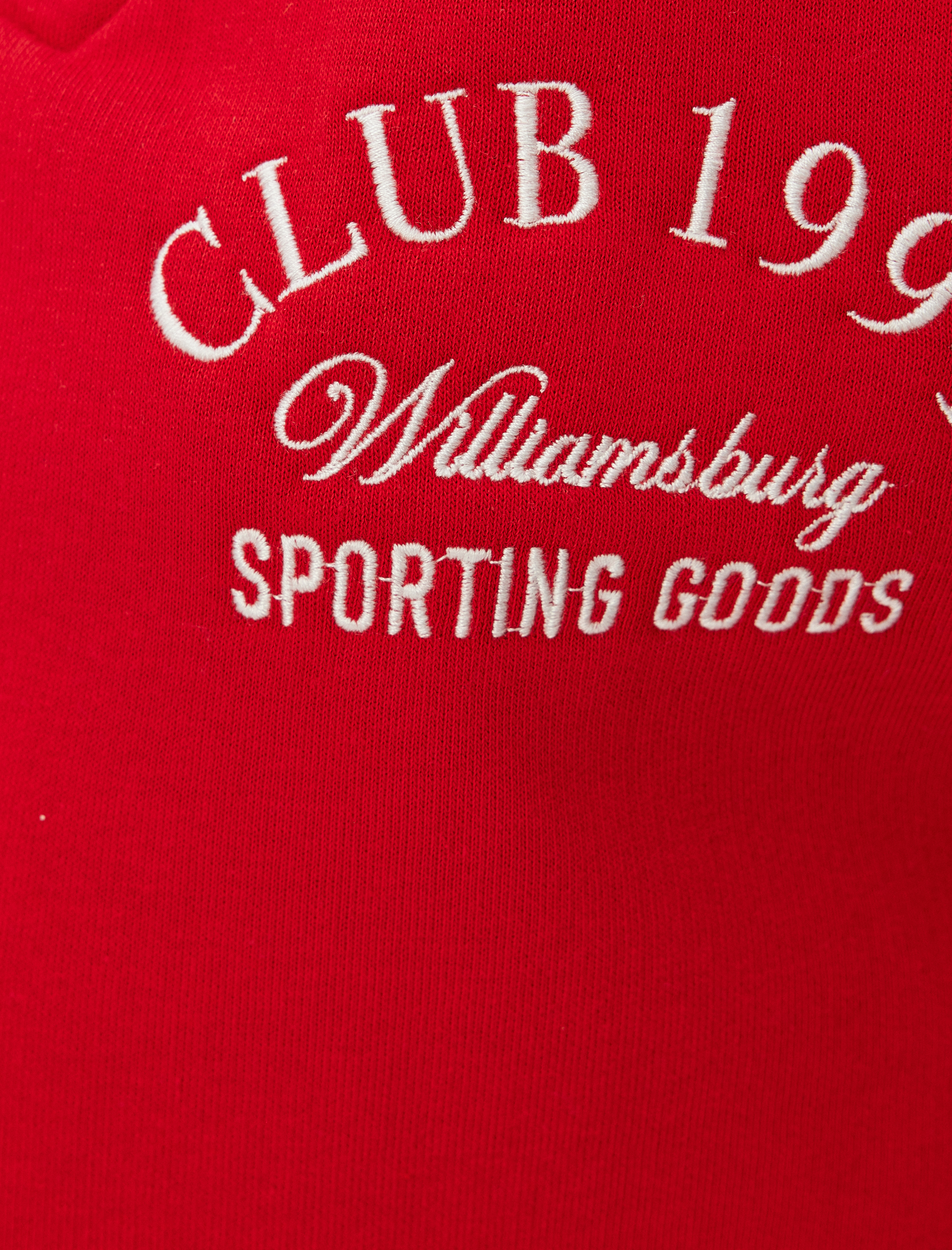   Yarım Fermuarlı Sweatshirt Kolej İşlemeli Dik Yaka Biyeli Şardonlu