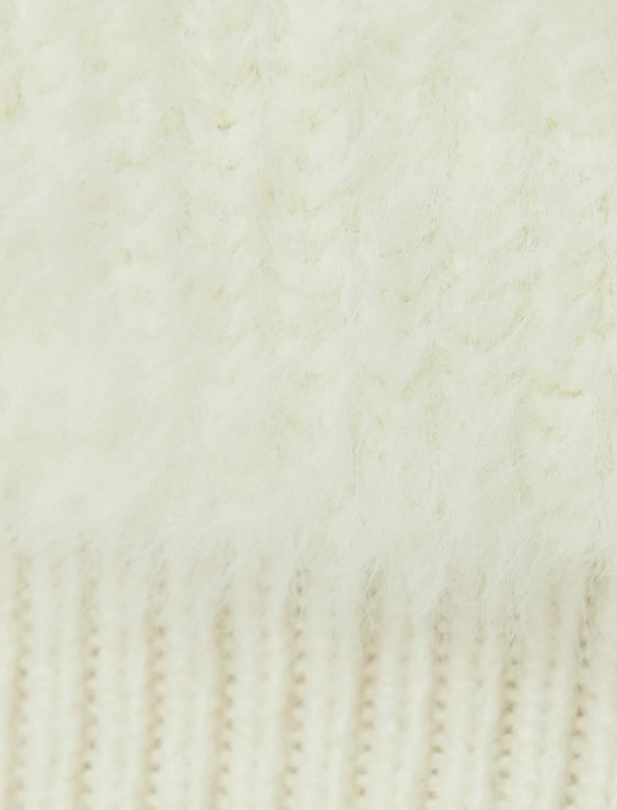  Peluş Hırka Fermuarlı Dik Yaka Ribanalı
